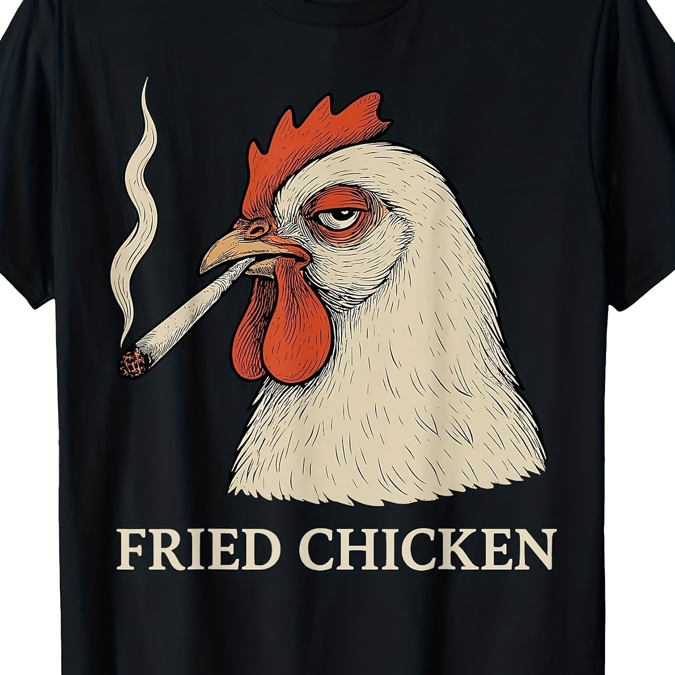 TEMU Men's Funny For 420 T-shirt - Smoking Fried Graphic And Tee | Crew Neck Short Sleeve Casual Shirt With Cartoon For 420 Parties, Casual Attire