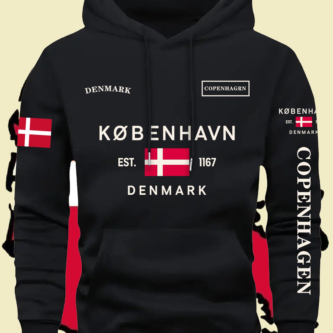 TEMU New Style Printed Sweatshirt For Men Featuring A Danish , Loose Fit, Perfect For Couples, And Ideal For Casual Wear