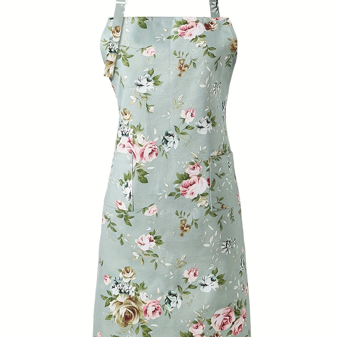 Image of Women's Adjustable Kitchen Apron With 2 Pockets, Featuring A Vintage Rustic Style, Suitable For Home Use, Restaurants, And Flower Shops As A Waitress Uniform.