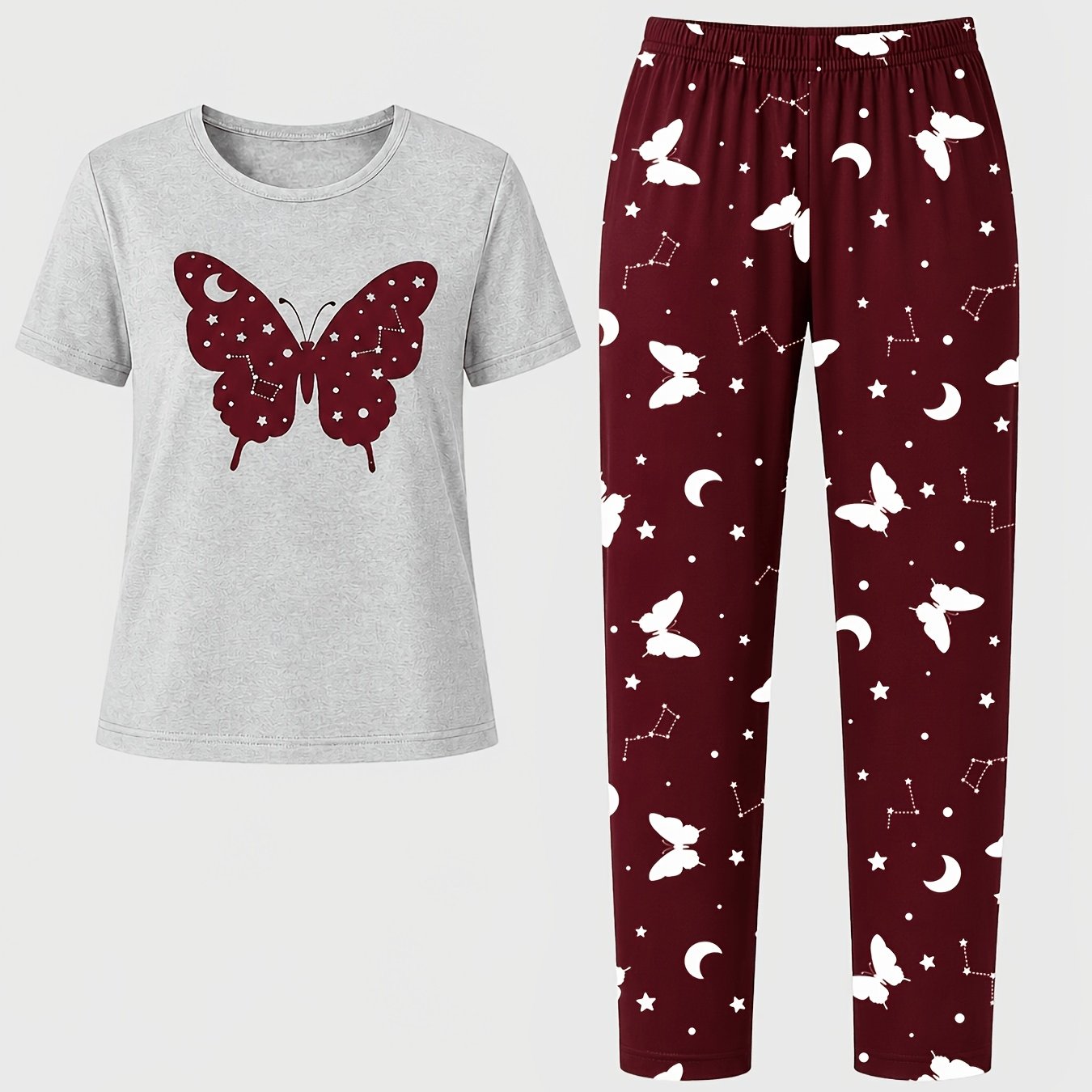 TEMU 26aw" Women's 2pcs Pajama Loungewear Set, Casual Pajama Set, Comfortable Pajama Home Set, Comfortable For Home Use, -themed Pajama Set, Loose
