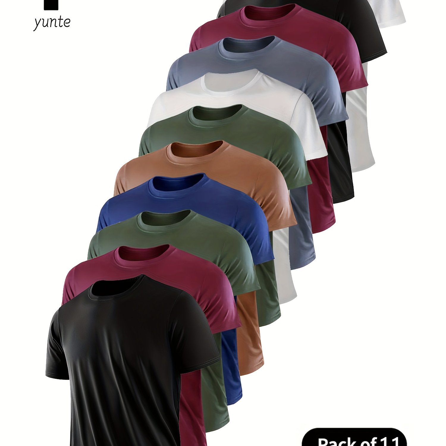 E-shop 11-teiliges Schwarz-Rot-Militär-Khaki-Karte-Militär-Weiß-Grau-Rot- Gemischtes Set, Ultraleichtes Herren T-Shirt mit Rundhalsausschnitt -
