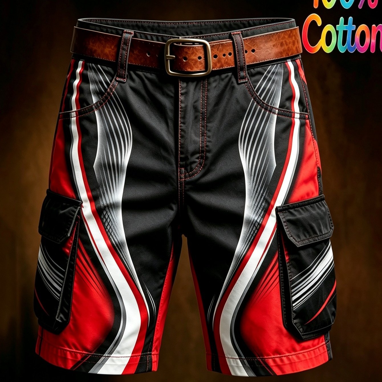 Image of Men's Casual Multi-pocket Shorts Cargo Style No Belt Printed Wear 2026 New