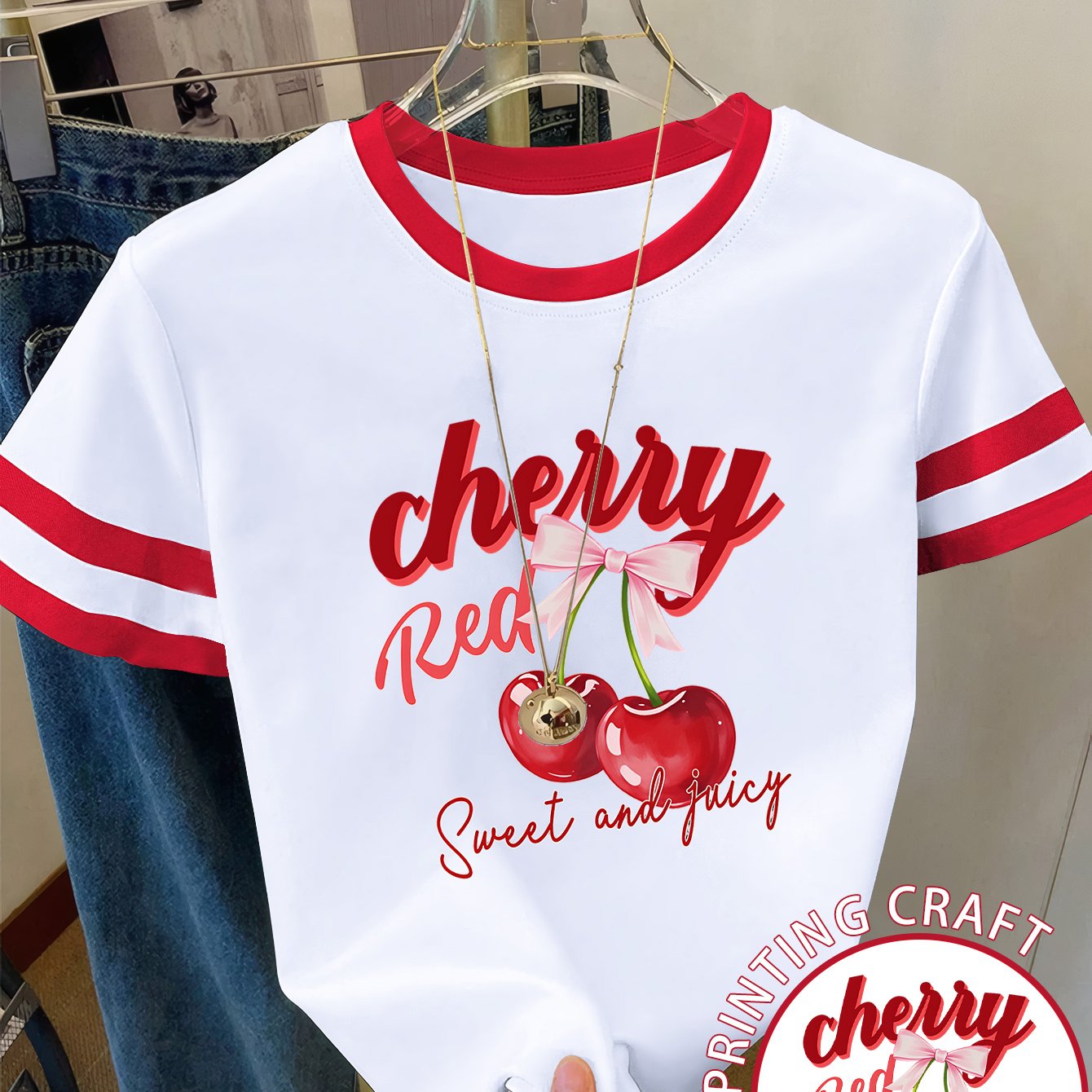 TEMU Plus Size, New Summer Style Pair Printed Fashion Elegant Ladies Color Block T-shirt, Casual Round Neck Short Sleeve Top, Outdoor S & Versatile