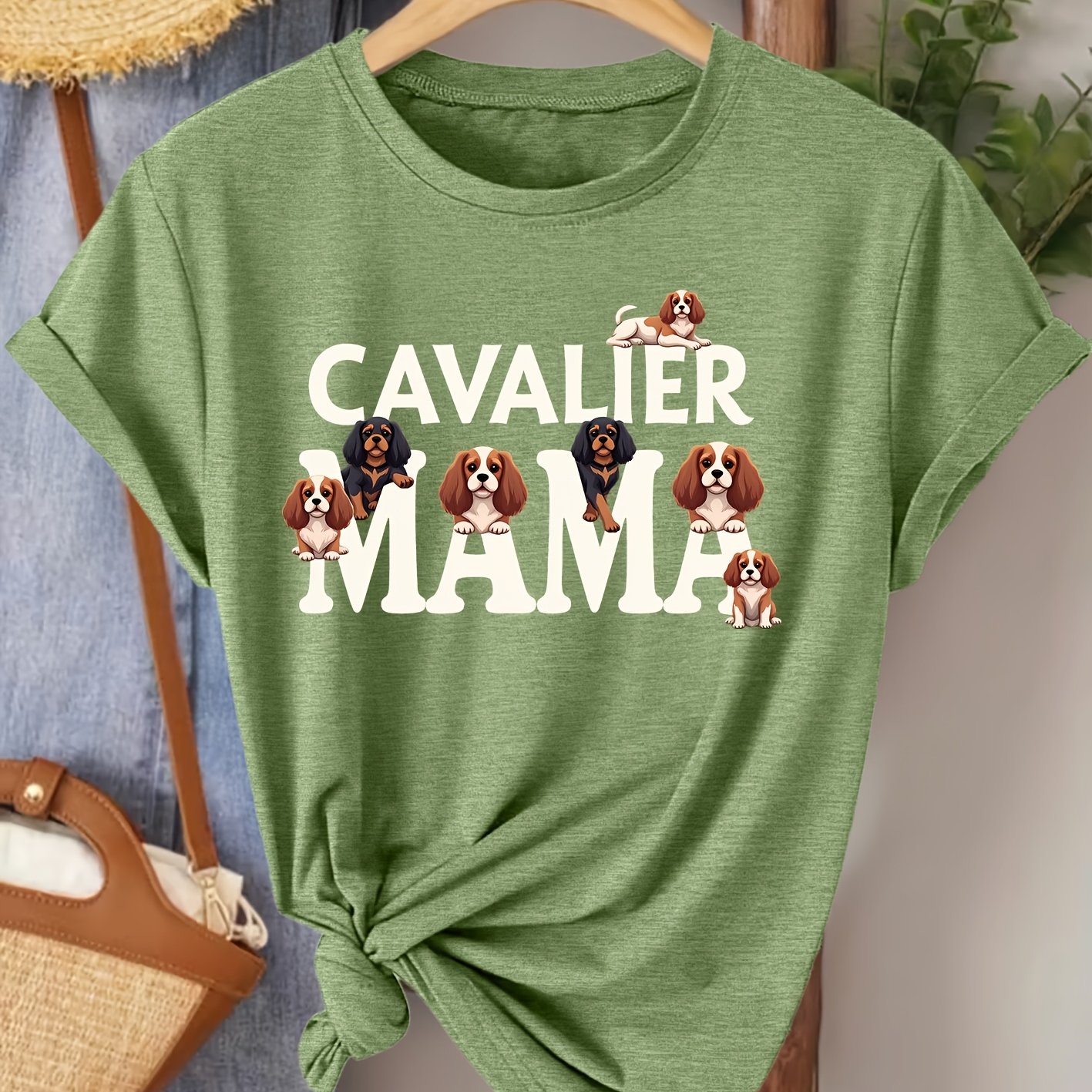 TEMU Women's Summer Mama Printed Round Neck Short Sleeve Casual Plus Size T-shirt, Fashionable Commuter, Vacation, Daily Versatile Vintage Style Top,