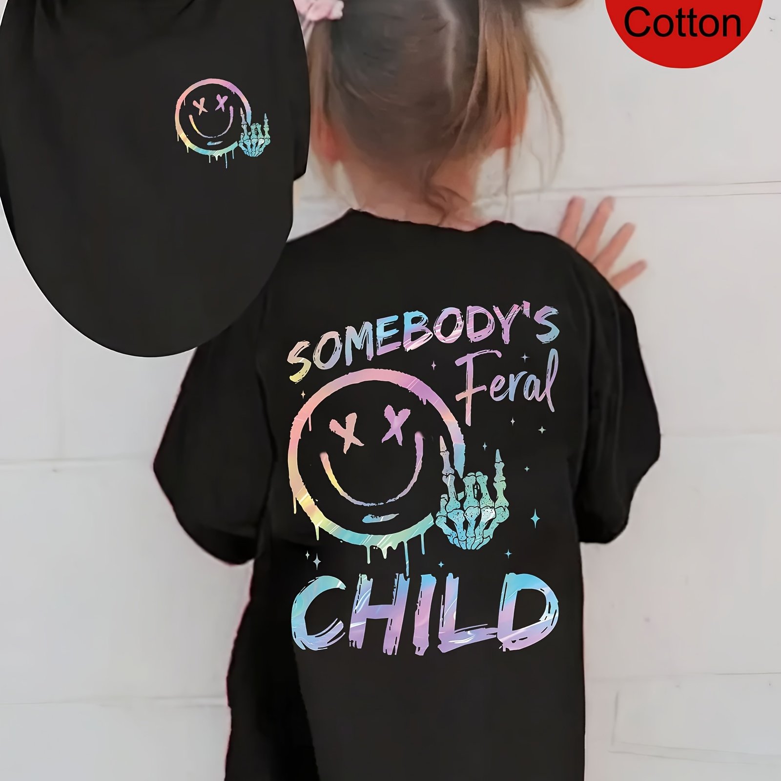 Image of Fashion Girls' T-shirt, 's Feral Child Print Girls' T-shirt