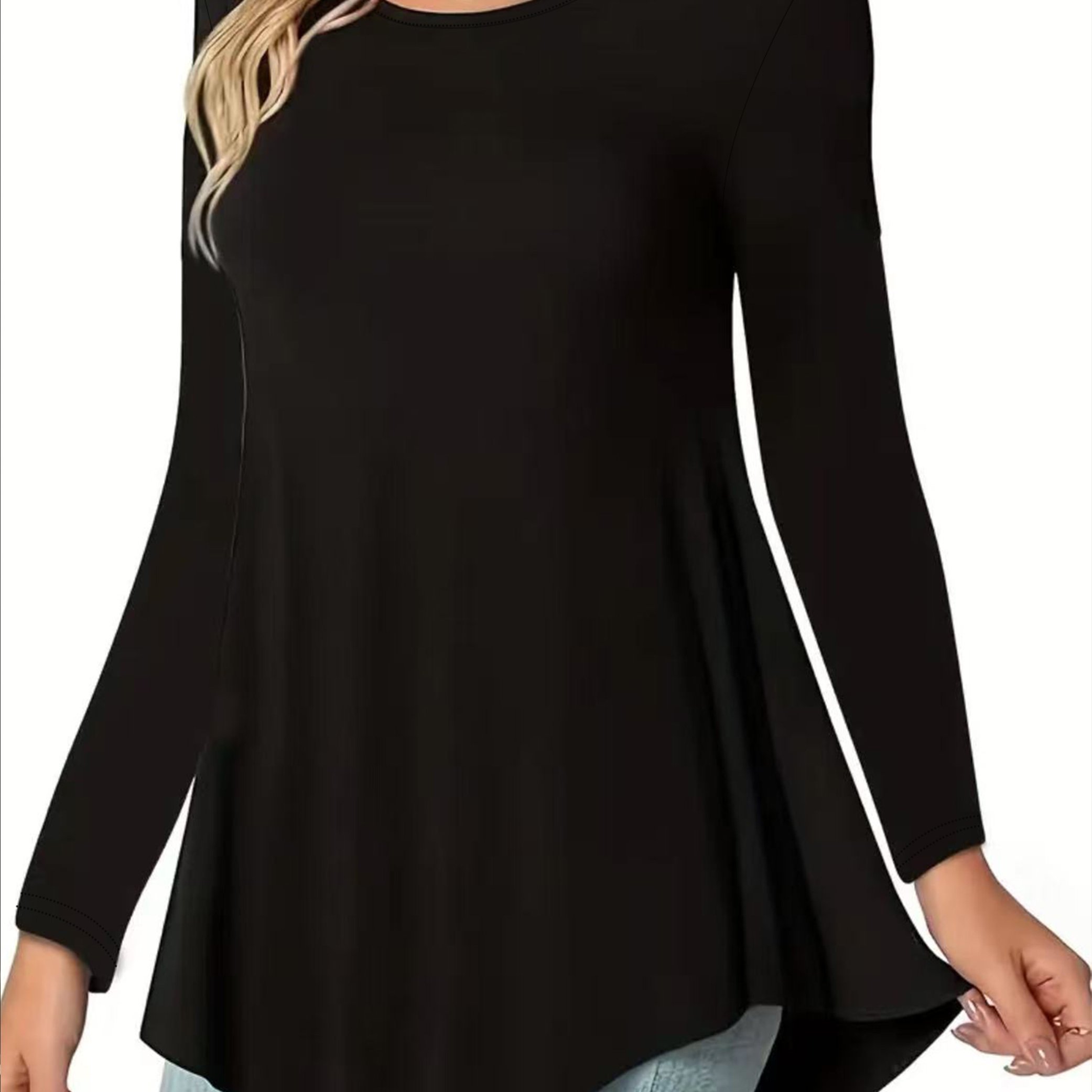 TEMU Women's Fashion Long Sleeve T-shirt Plain Version