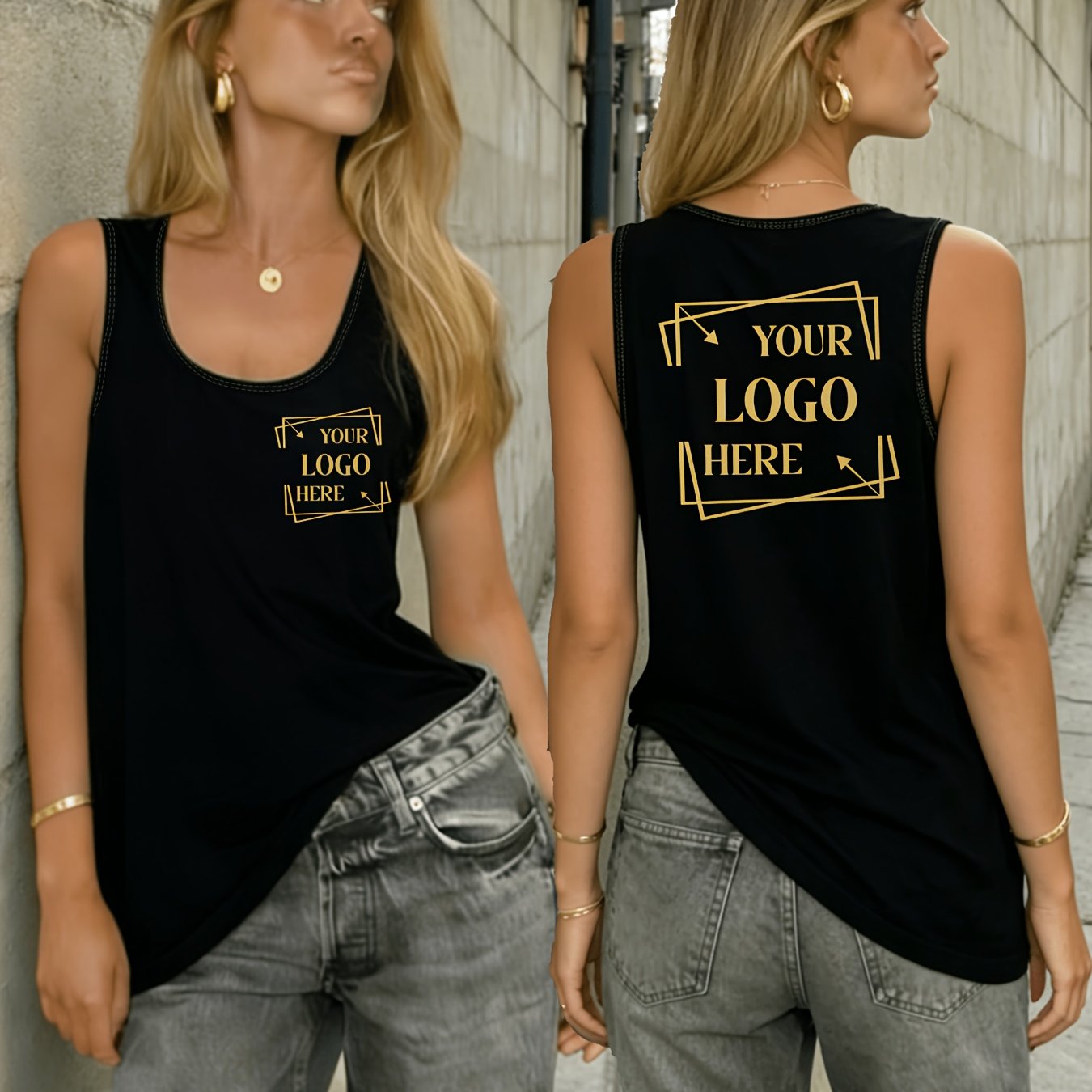 TEMU Custom Women's Top, Ladies' Fashion Casual Tank --2 Sides