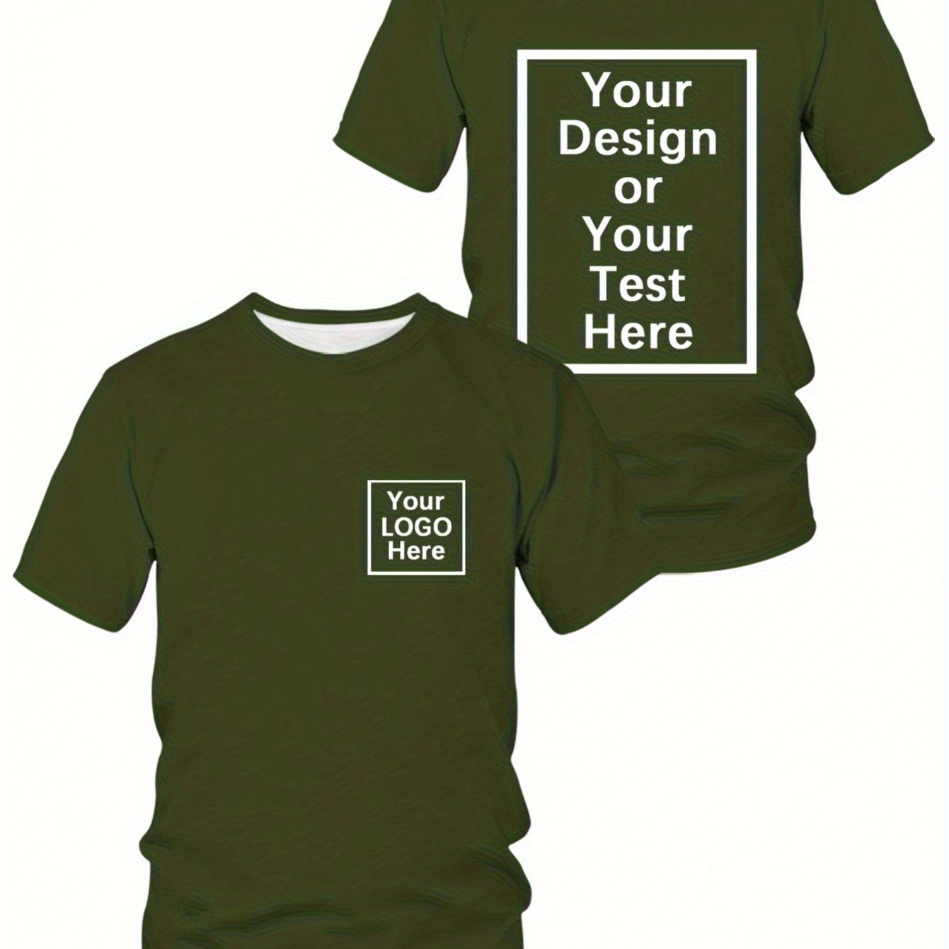 TEMU Customizable Adult Private Photos, Couple Pictures, Family Images, Full- Fashion Sports Trendy Plus-size Round-neck Short-sleeve T-shirts, Plus