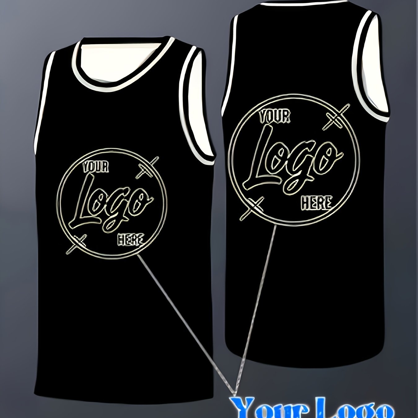 TEMU Men's Customized Crew Neck Sleeveless Basketball Jersey With Personalized Team Logo Design, Moisture-wicking, Quick-drying, Breathable,
