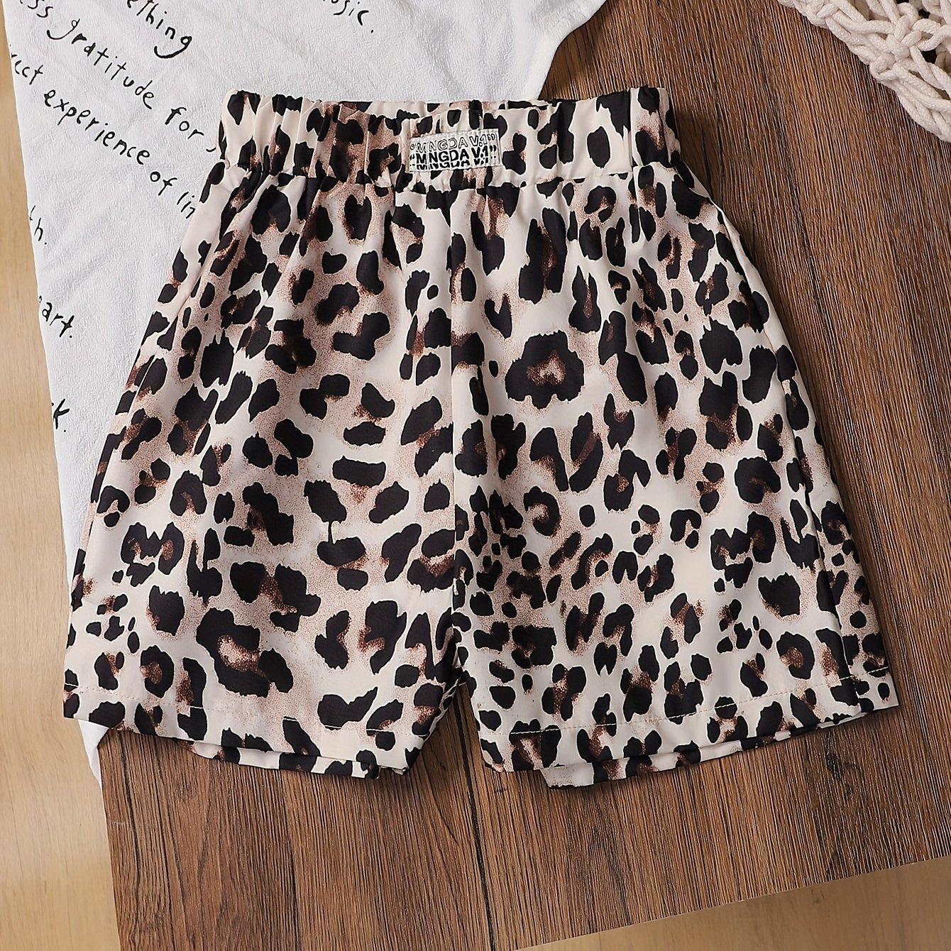 Girls' Mid-big Kids' Summer Shorts, Woven Leopard Shorts, For Outdoor