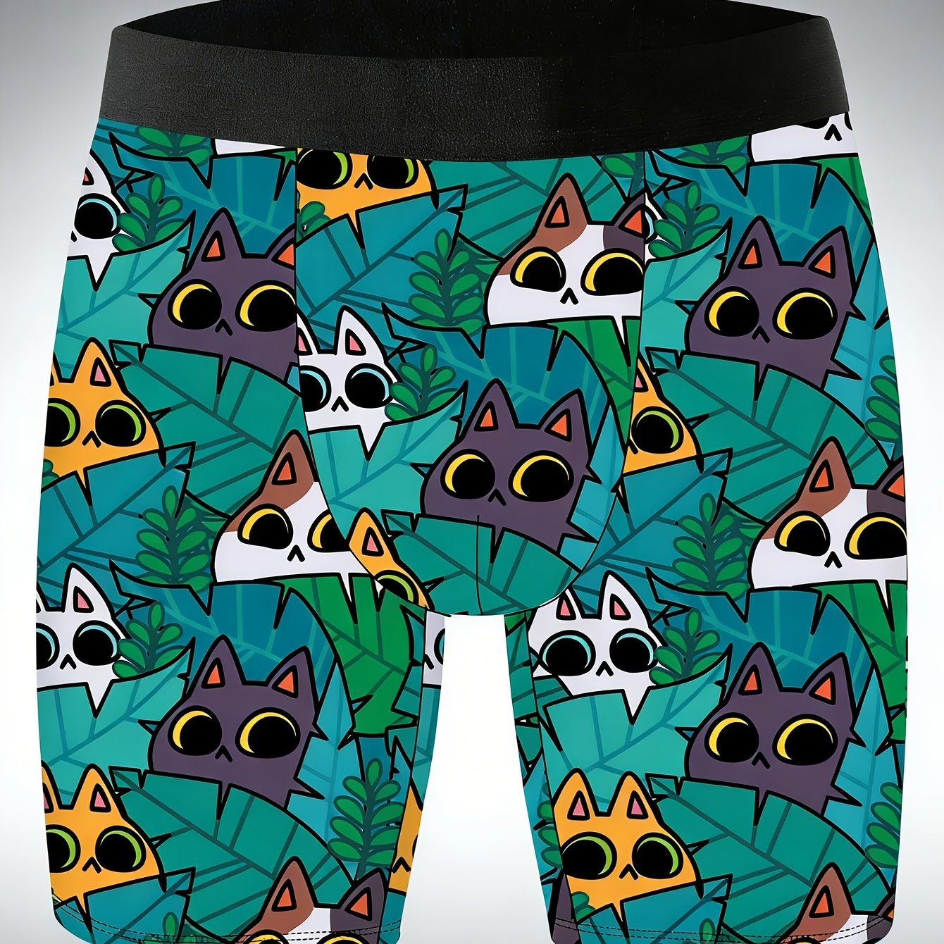TEMU 1-pc Men's Novelty Shorts, Cute Print Men's Boxer Briefs, Fun Peek-a-boo Print Underwear, Knitted Fabric, Quick-drying And Breathable, Soft And