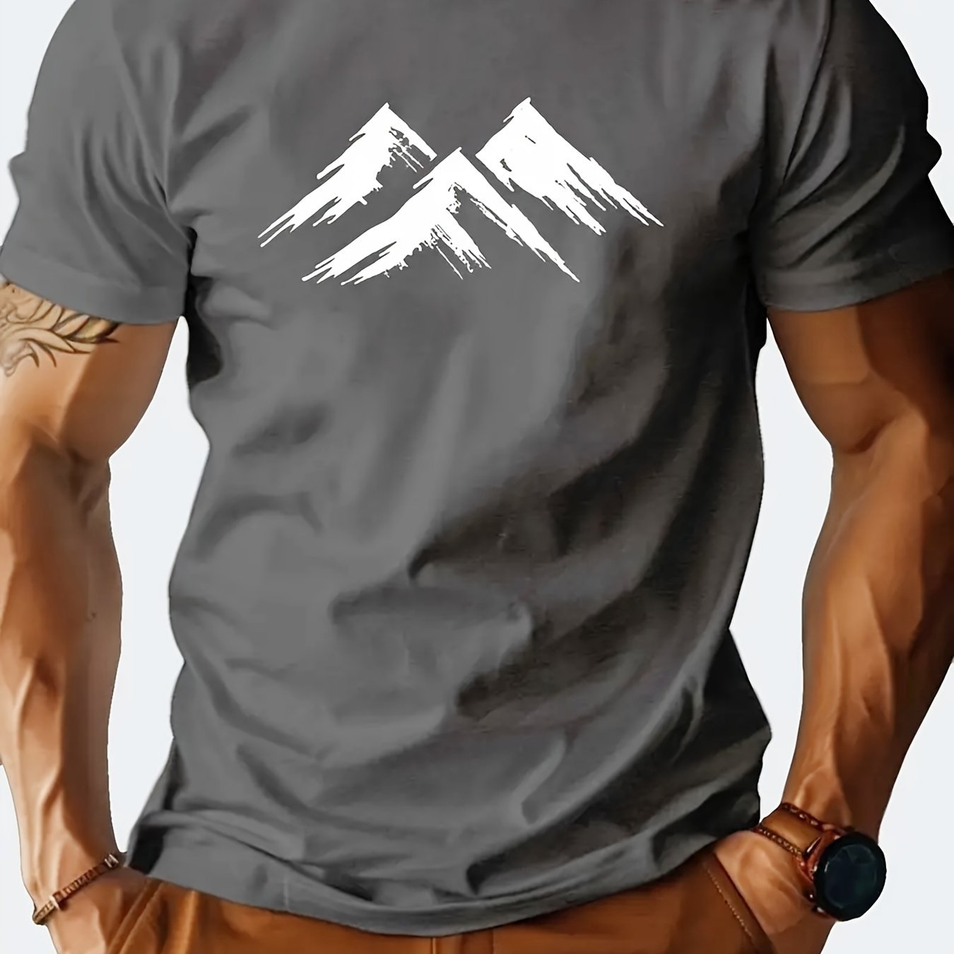 Men's And Women's Fashion Trendy Mountain Print T-shirt