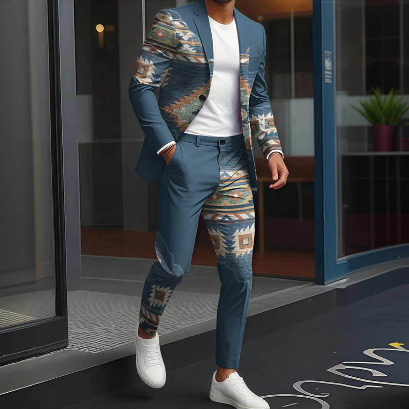 Men's Casual Single-button Suit Set Suitable For Regular Fit Ideal For Casual And Semi-formal Occasions Stylish For Everyday Streetwear Suit Perfect For Fashion
