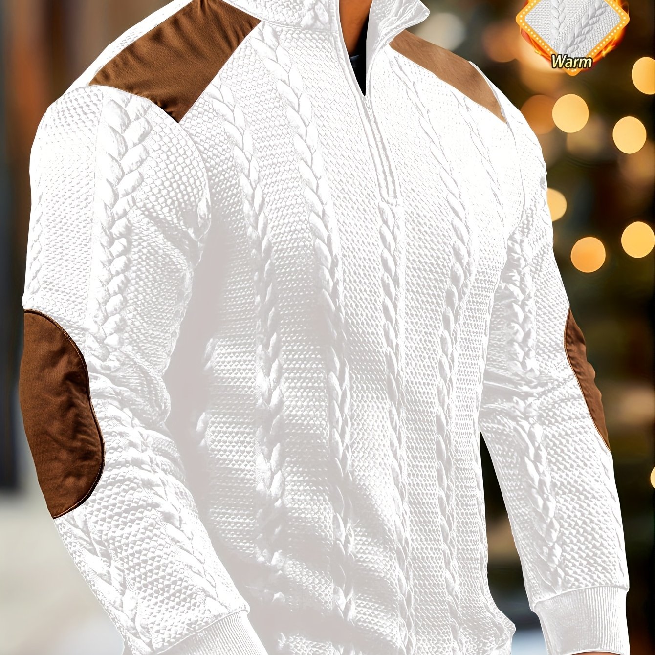 E-shop Herrenmode Herren Oberteil, Herbst Winter Lässiges Strukturiertes Weizenkorn Textur Stoff Geripptes Spleißtes Reißverschluss Langarm Herren