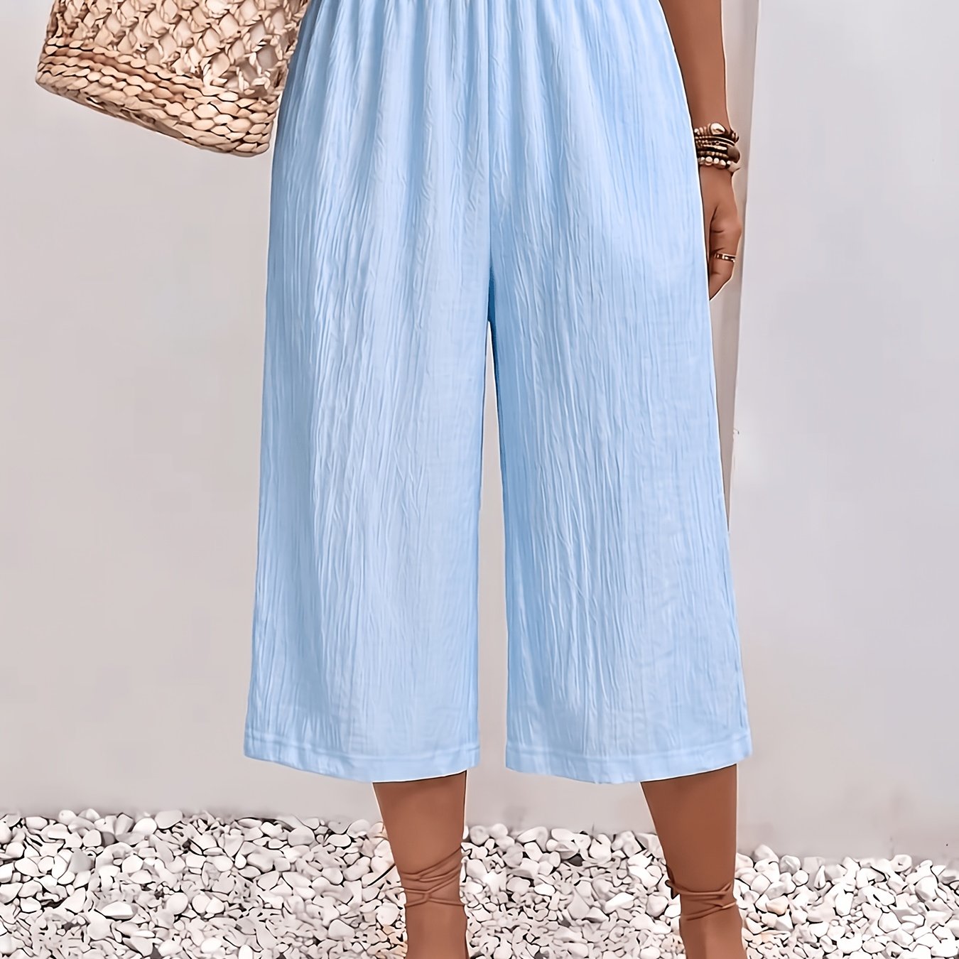 TEMU Summer Autumn Trousers, Women' Color Capri Pants, Casual Trousers, Lightweight Breathable Comfortable Pants, Pants For Mom, Home Shorts