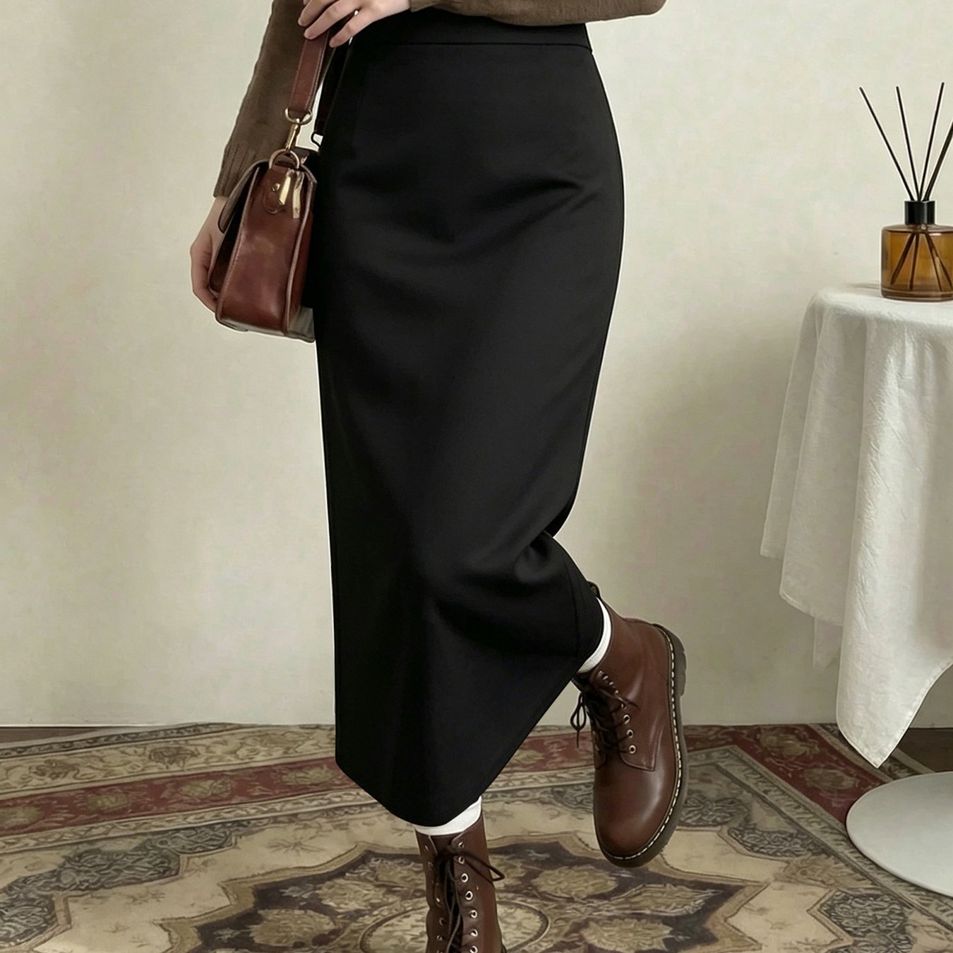 TEMU (in Stock) Women's Skirt, Regular Waist Stretch Comfortable, Office Daily Casual Dress