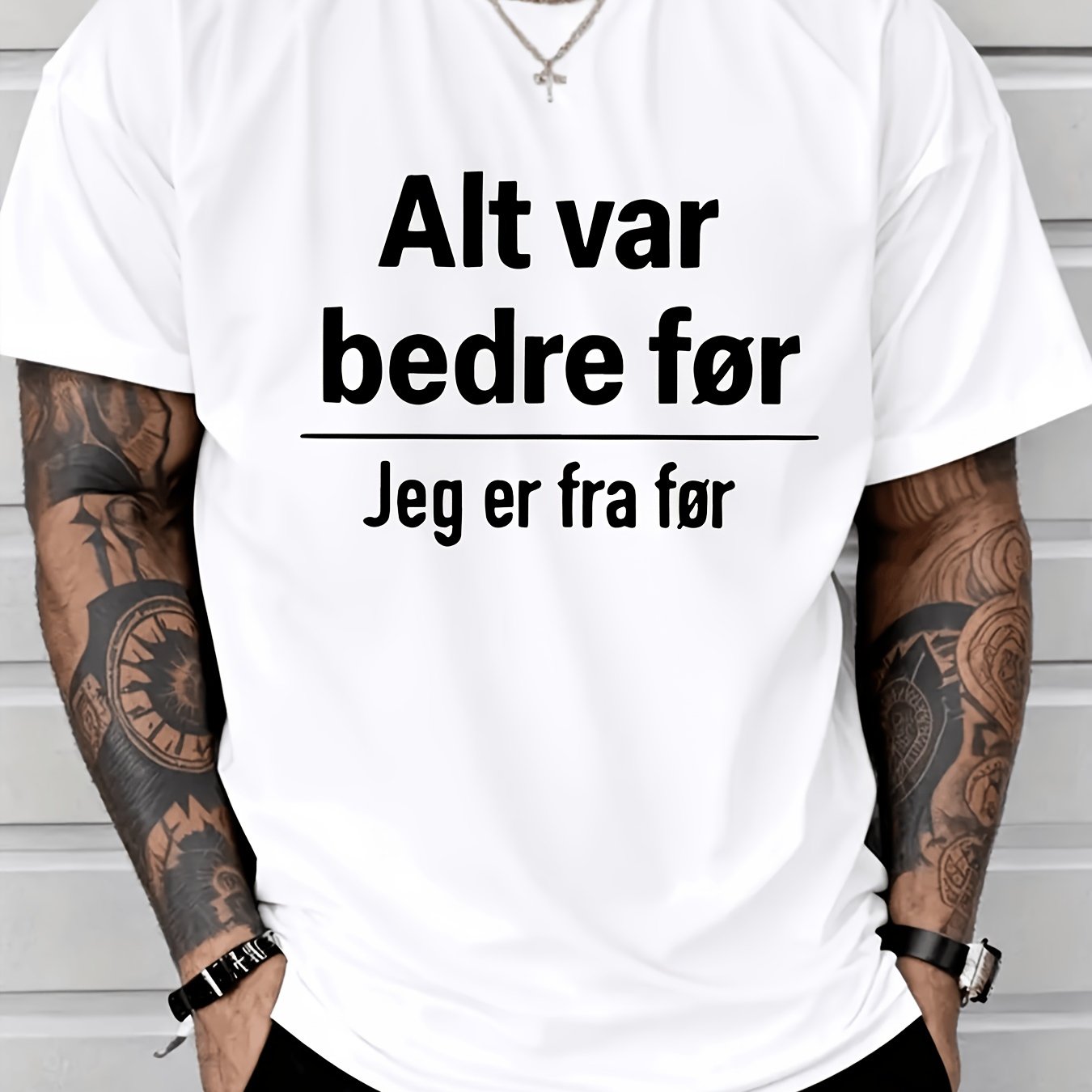 TEMU "everything Was " Danish T-shirt With A Vintage, Nostalgic, Self-deprecating Style, Suitable For Casual Wear, Outdoor Sports, Quick-drying, And