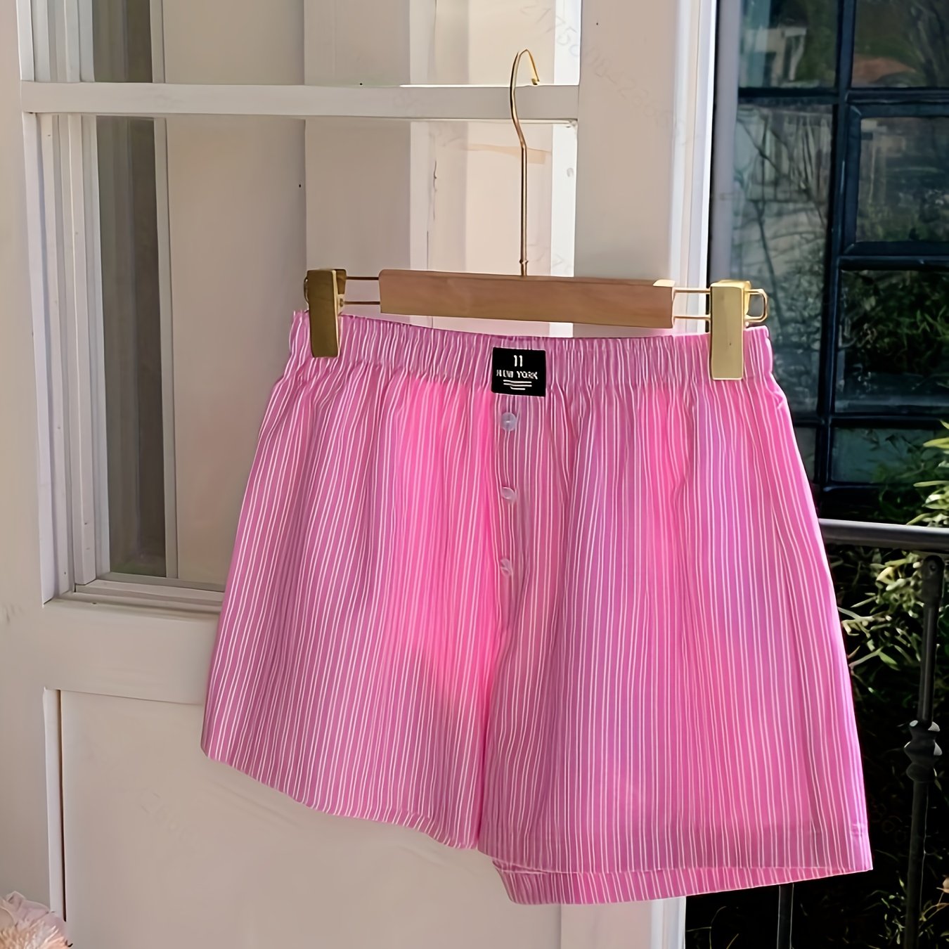TEMU Women's Striped Shorts With An Elastic Waistband
