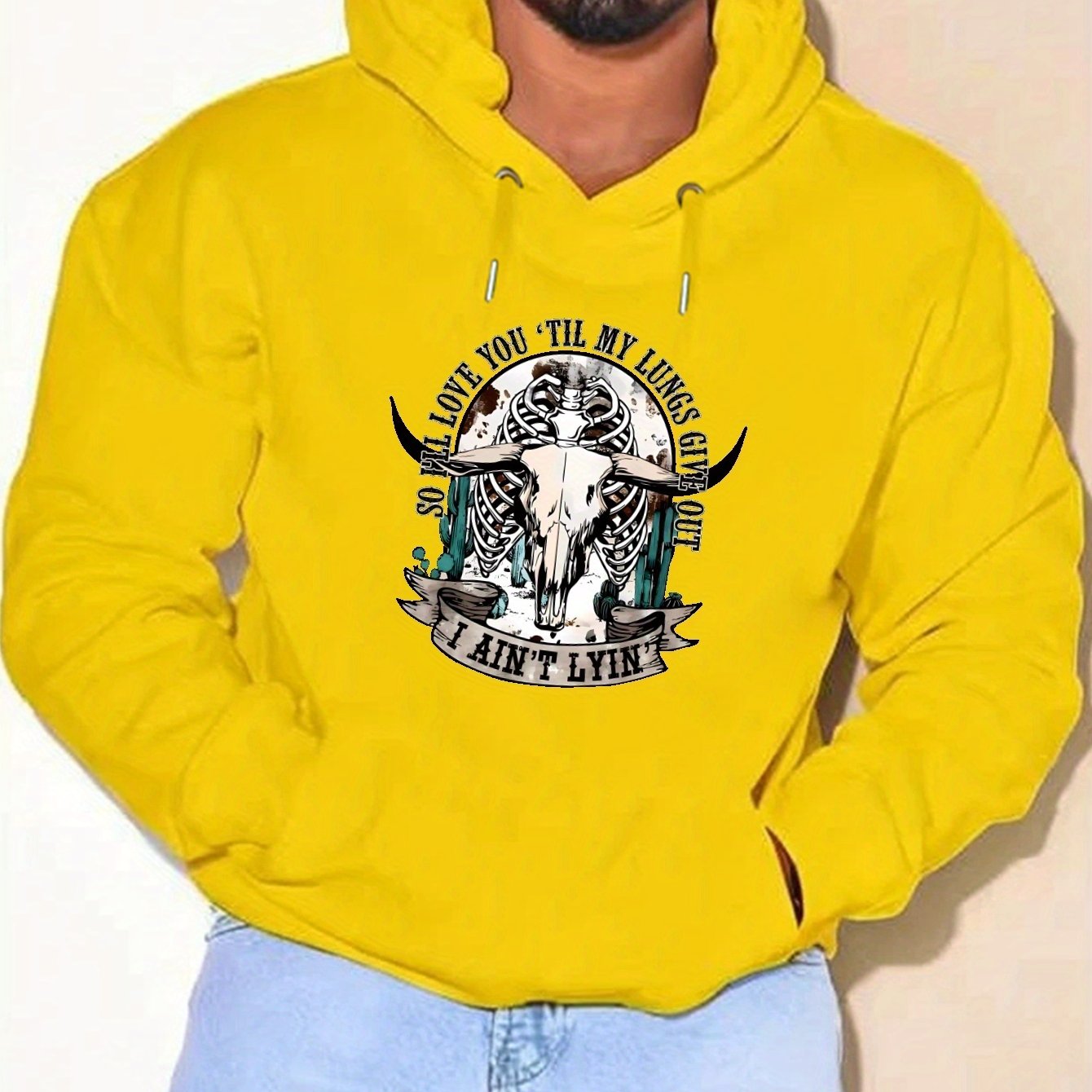 Herren Sweatshirt Mit Kapuze - Stierkopf Print Hoodie Langarm