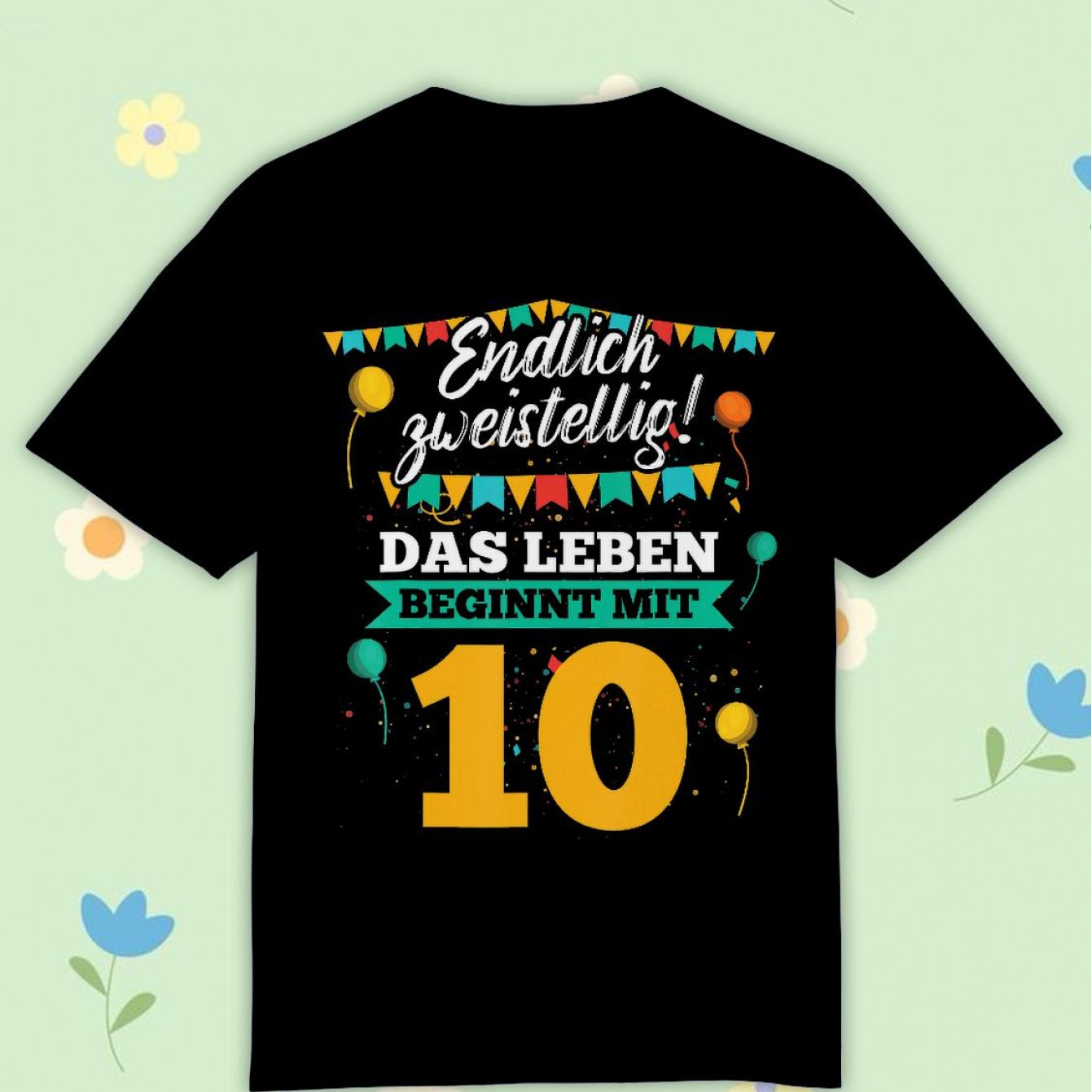 Image of 10th Birthday Boy Girl Birthday Shirt 10 Years T-shirt Black Comfortable Casual Crew Neck Tee For Boys And Girls T Shirt, 200g