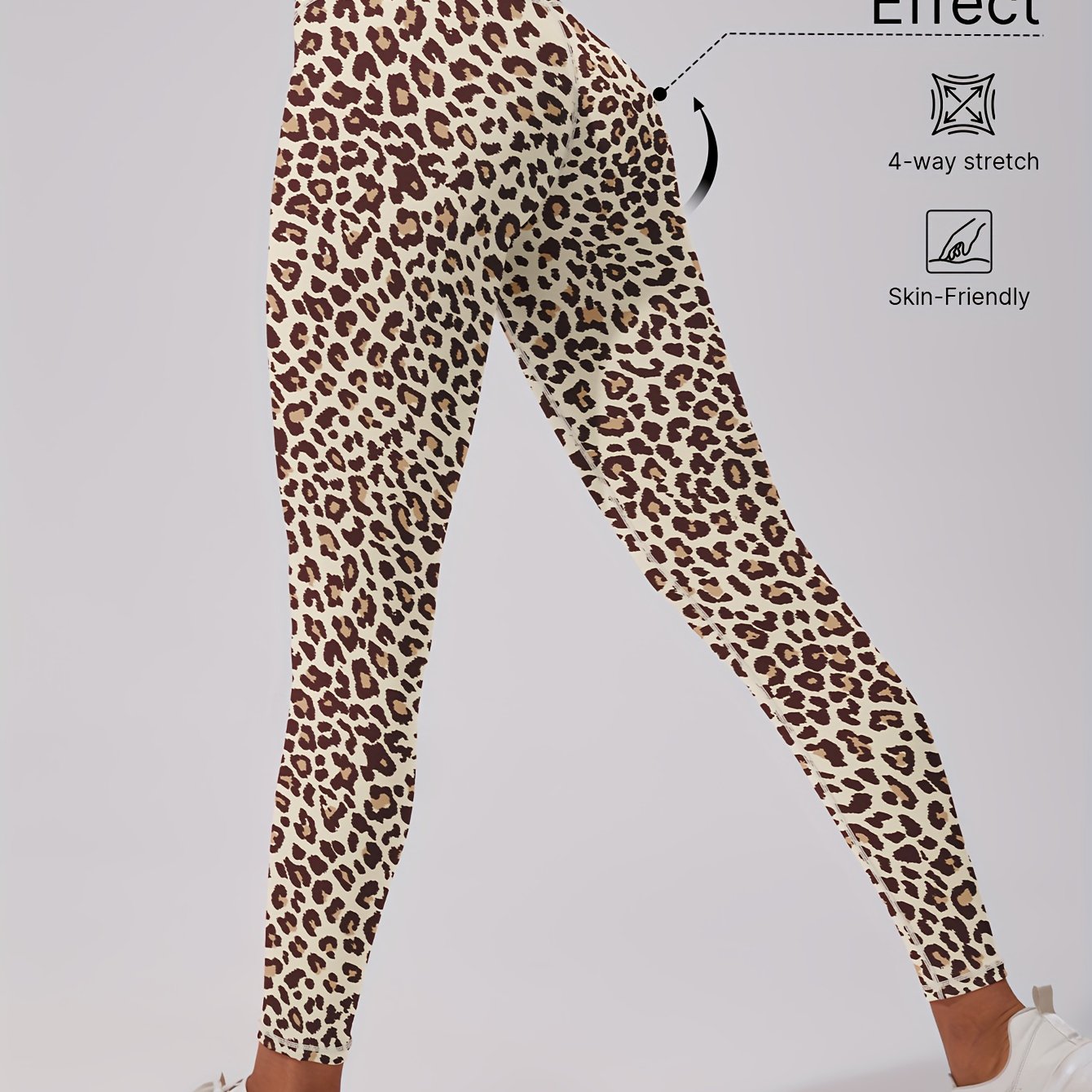 TEMU 1pc, Women's High-waisted Hip-lifting Tight Leggings, Leopard Print, Summer Sports Trousers, Jogging Pants, Cycling Pants, Fitness Apparel, High