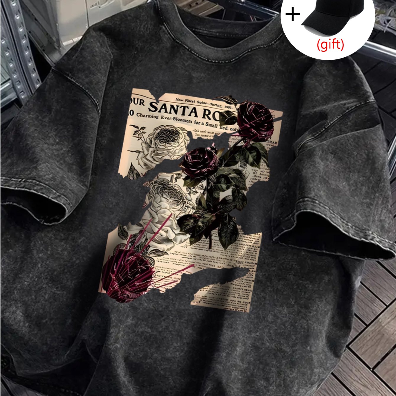 Image of Women's Vintage Loose Fit Short-sleeve Shirt - Oversized Round Neck Blouse, Soft Washed Effect Top Suitable For Casual & Semi-formal Wear, Machine Washable Retro Blouse