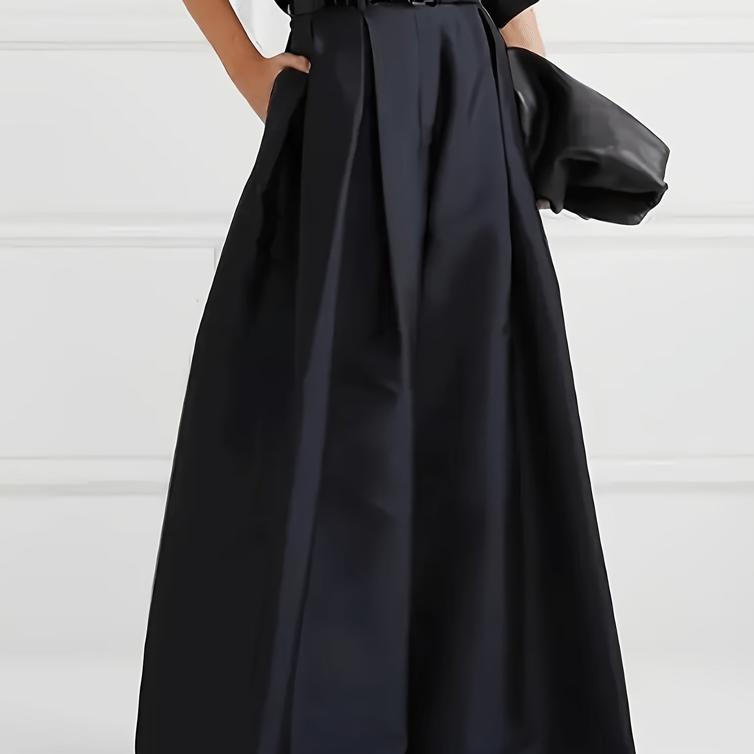 Image of Women's Casual Fashion Stylish Solid Color Semi-loose Waist Wide Leg Long Pants Suitable For Daily Home Use, Commuting, Party, Gathering, Holiday Gift Occasions (s-xxl Without Belt)