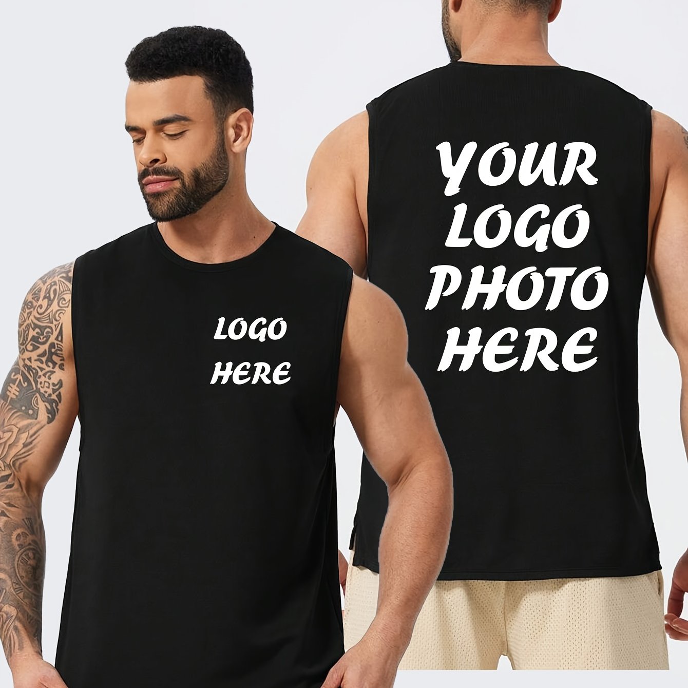 TEMU Personalized Men's Vest Customized, Sleeveless Top, A Unique Gift, Team, , Sports, Running, Fitness, A