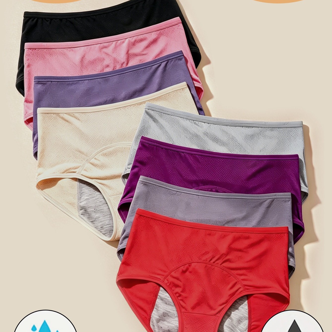 8pcs Women's Large Size High Waist Period Panties - Large Volume Leakproof Breathable Soft Stretchy Underwear Suitable For Menstrual Protection, Large Waistband For Days, Comfortable For Daily Wear &
