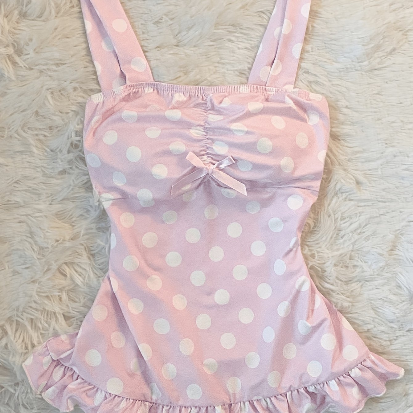 TEMU Débardeur d'été pour femmes, nouveau, tendance, décontracté, sexy, Y2K, imprimé à pois, décoration de nœud, coupe slim