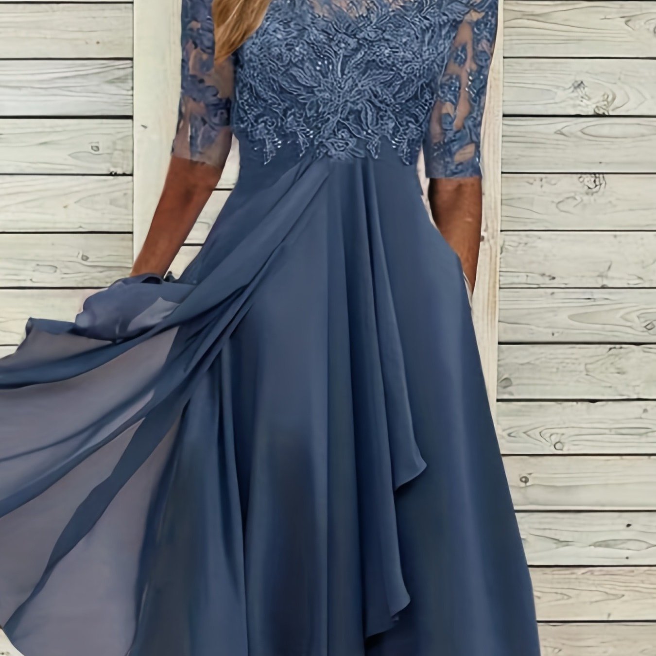 item picture 2025 womens chiffon   lace hollow out long dress bridesmaid evening gown