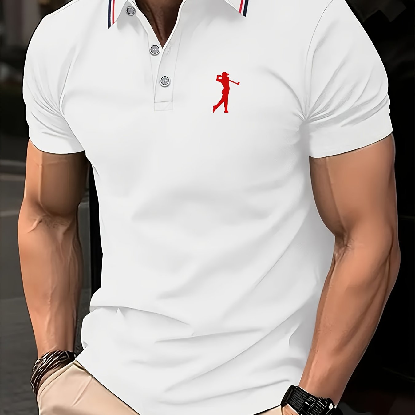 E-shop Herren Kurzarm-Golfshirt mit Druck für Frühling Sommer
