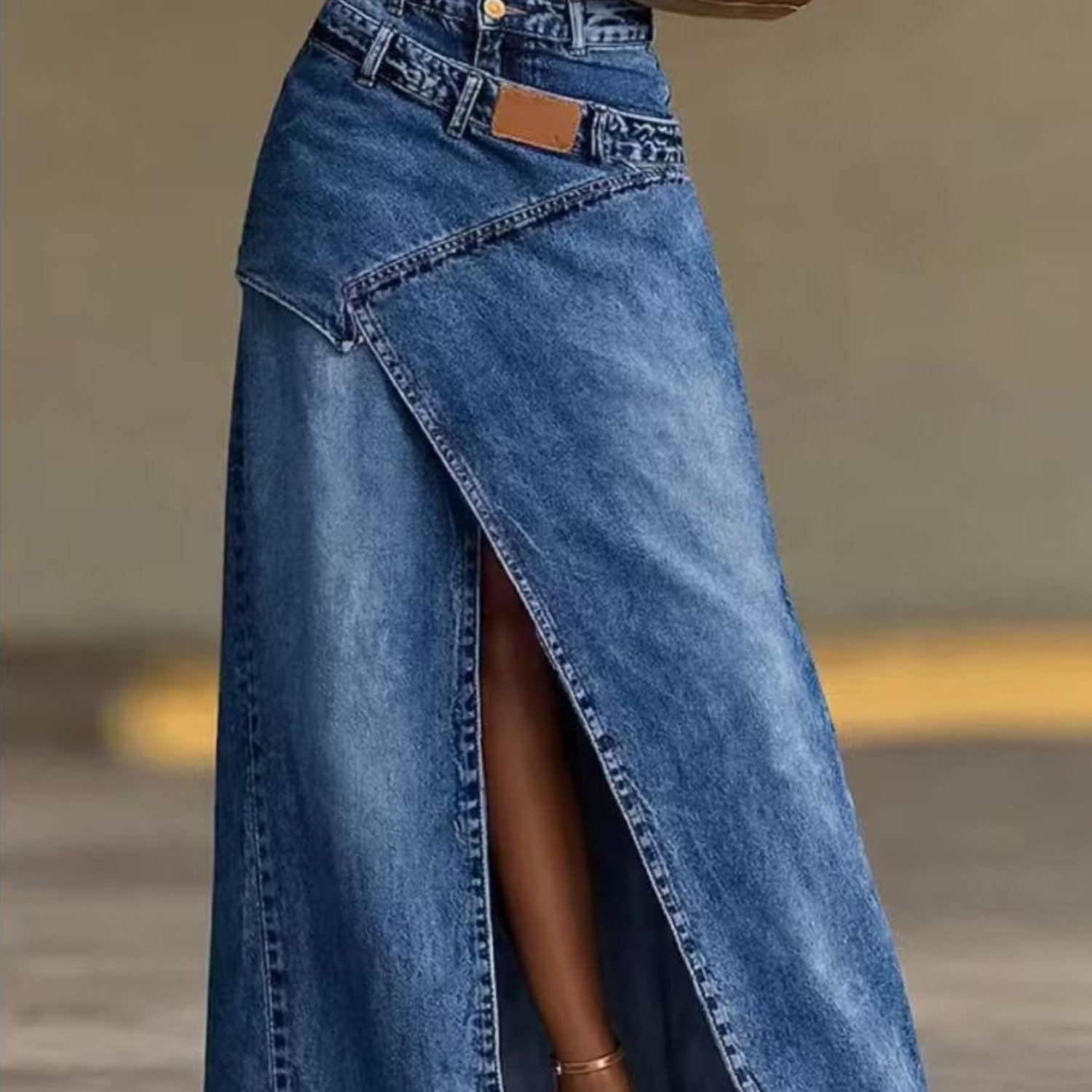 Women's High-waist Irregular Split Denim Skirt, Retro Elegant A-line Skirt For