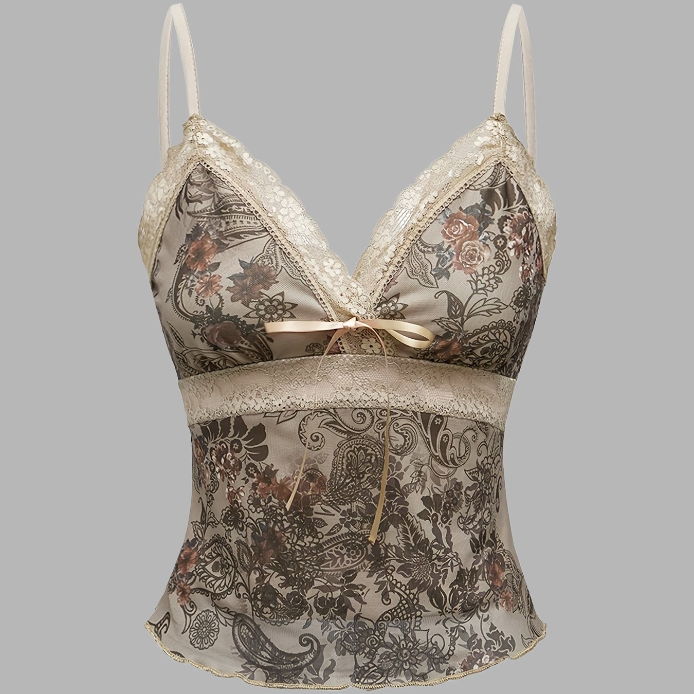 E-shop Neues modisches -Spitzen-Patchwork-Top mit kleiner Schleife Bindekragen