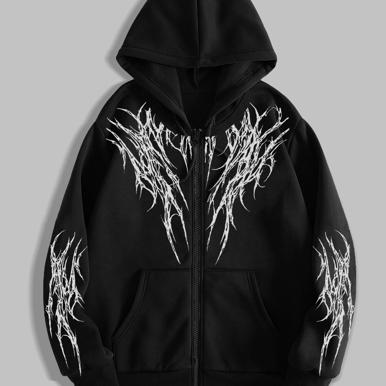 TEMU Men's Dark Campus Fashion Zip-up Hoodie, Spring Trendy , All Season, Daily Wear, Hooded, Zipper Front