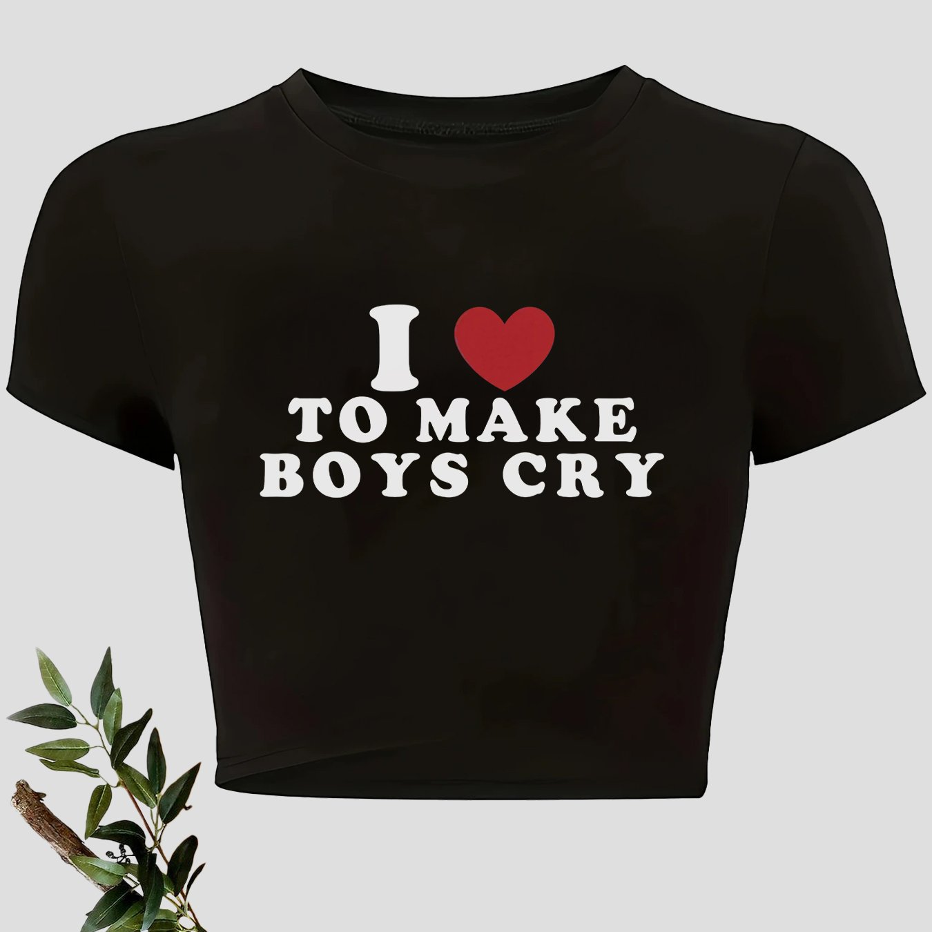 TEMU De Crop Top, Summer Women's Y2k Top, Minimalist Style, Heart And Letter "i To Make Cry" Print, Short Sleeve, Round Neck, Sexy Cropped T-shirt,
