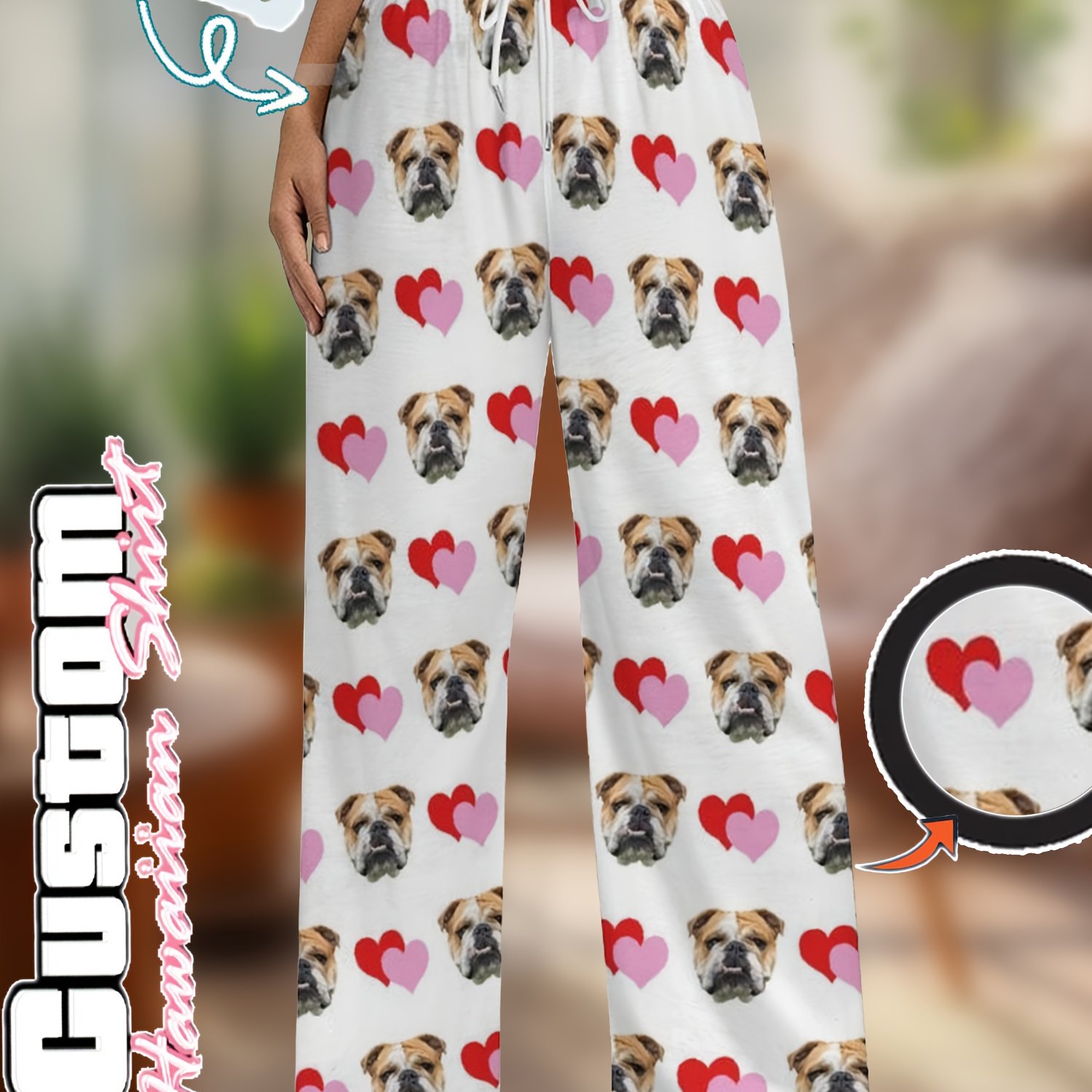 TEMU Custom Pet Photo Pajama Pants For Men And Women, Personalized Face Custom Pajama Pants, Suitable For Christmas, Thanksgiving, Halloween,