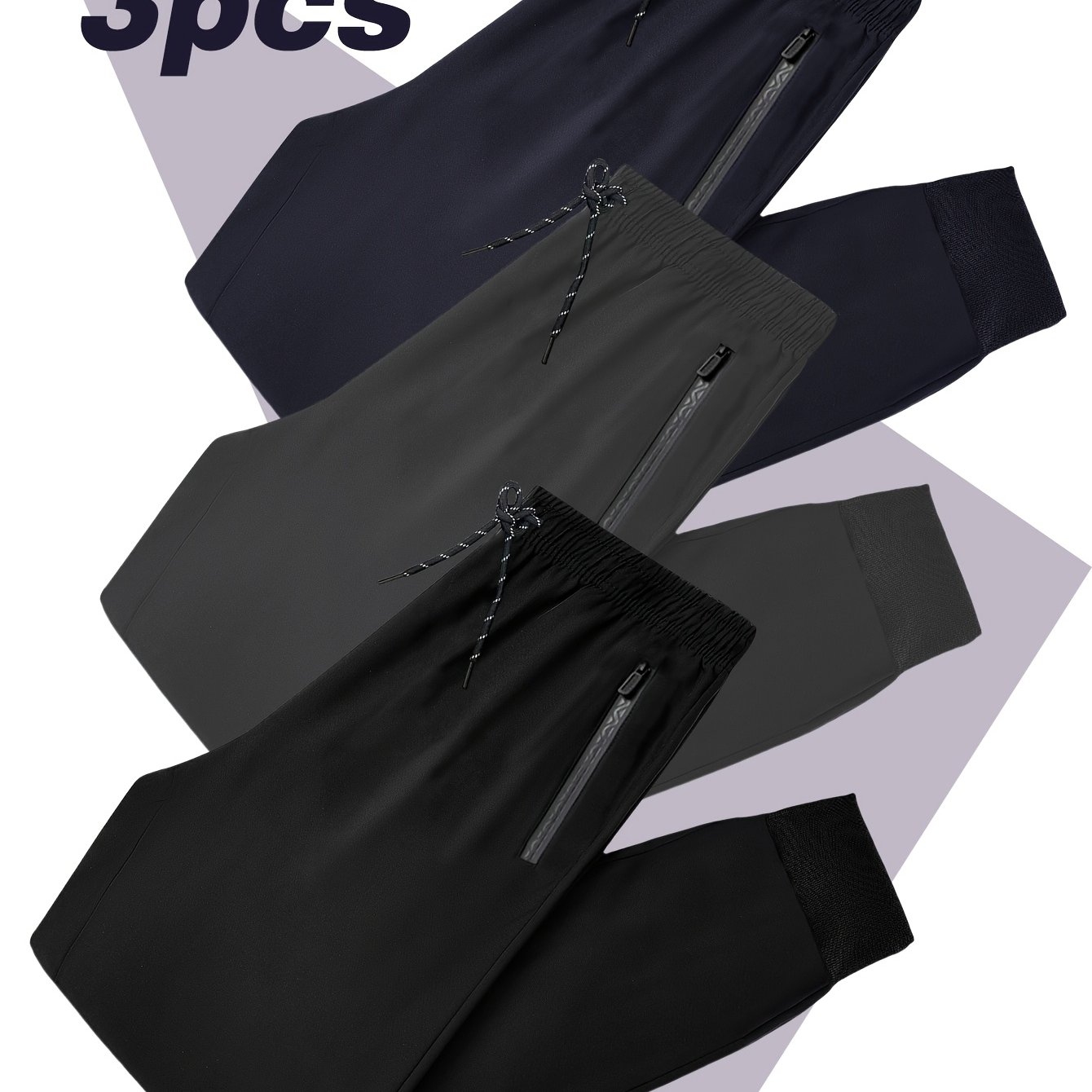 TEMU 3pcs Men's Casual Long Pants Trendy Fashion Versatile Athletic Breathable Casual Trousers Training Men's Pants