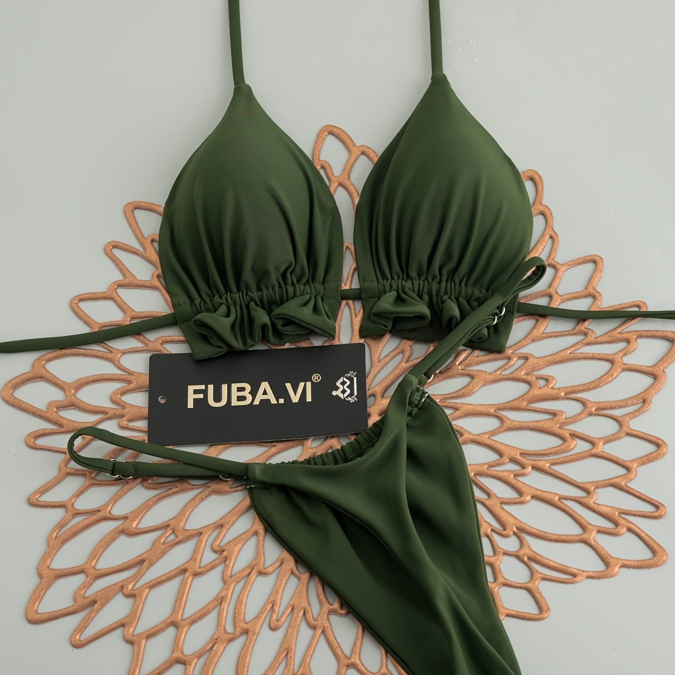 TEMU European And Sexy Solid Color Simple Two-piece Bikini Swimsuit
