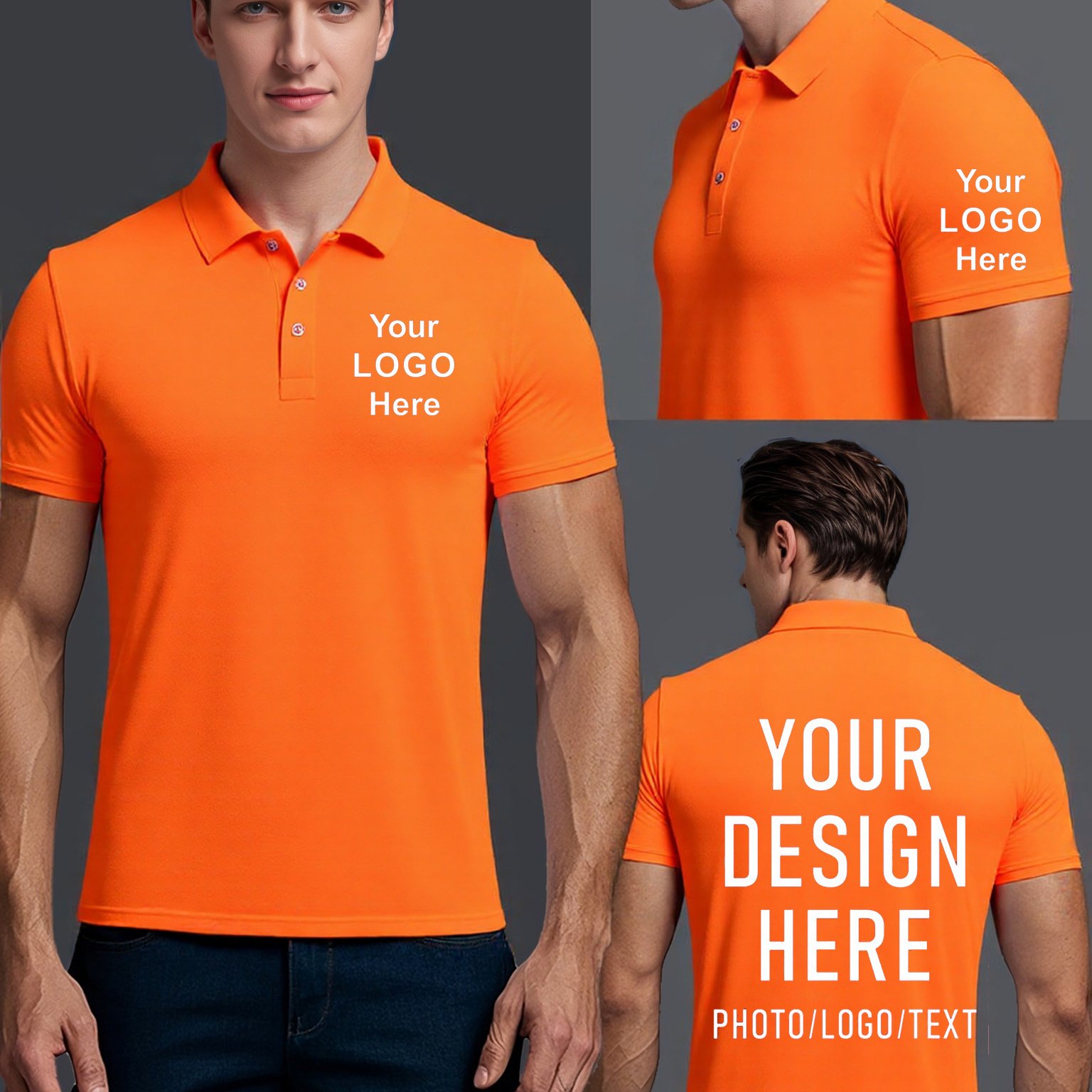 TEMU Customizable Corporate Shirt For Men - Personalized Logo/text, Lightweight Breathable Business Casual & Formal Attire - Office, Events, Team