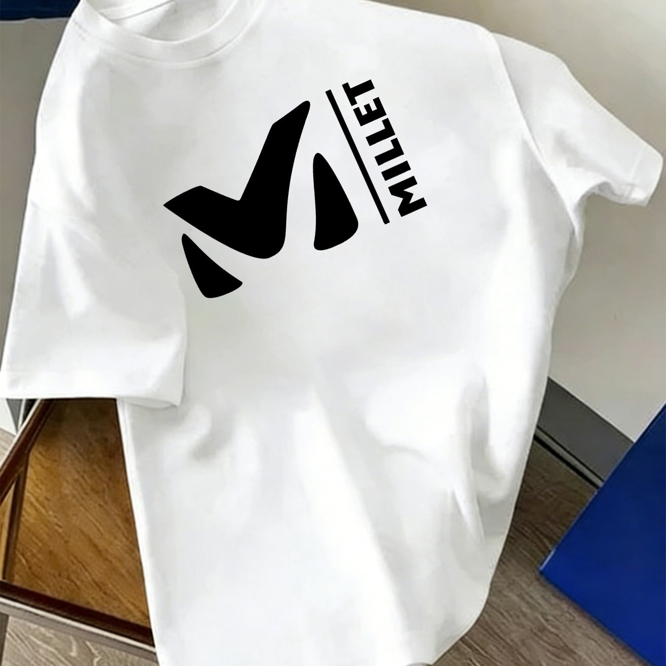 TEMU T-shirt pour Homme avec Logo - Vêtement de Sport Décontracté Respirant à Manches Courtes et Col Rond avec Lettrage 'M' , Lavable en Machine,