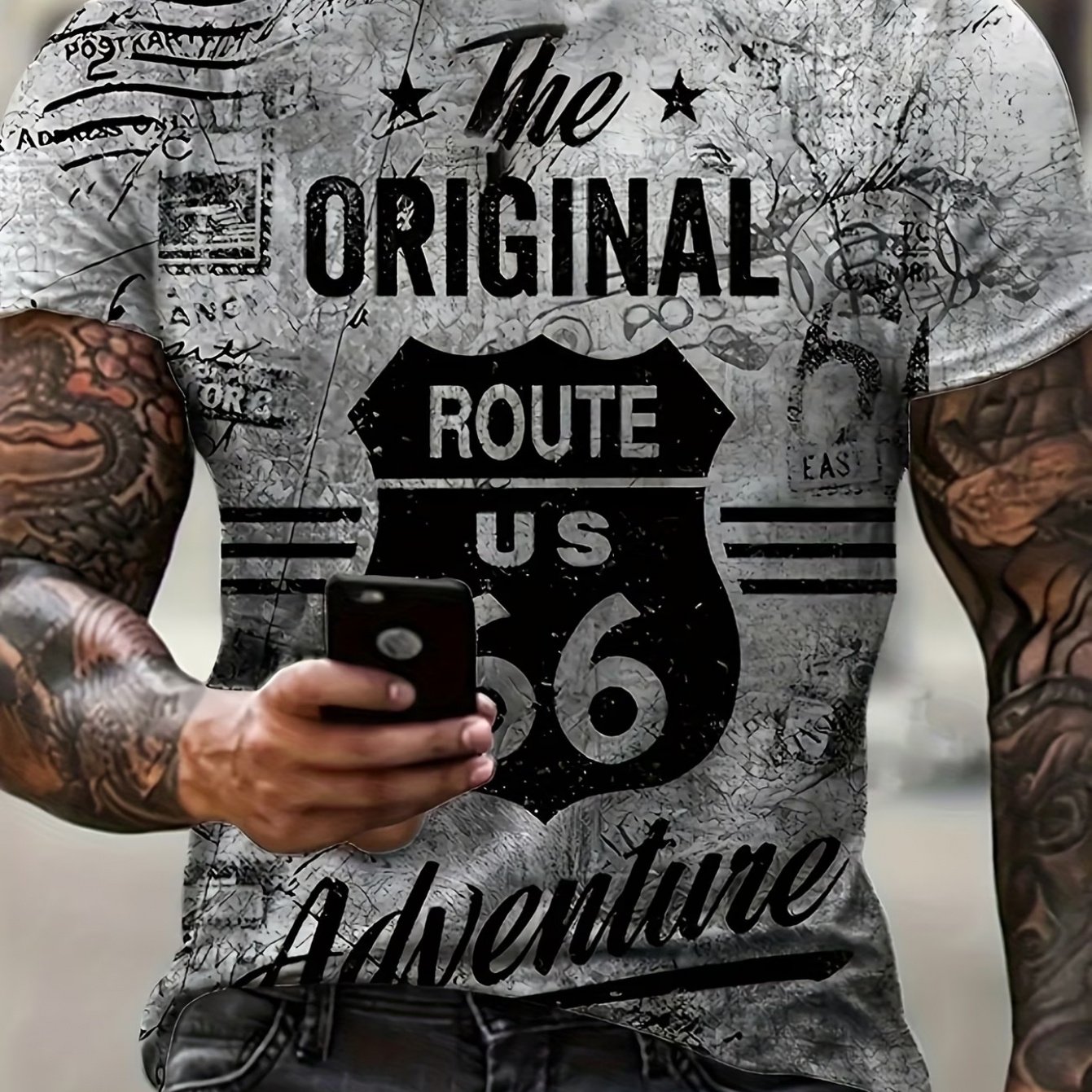 TEMU Men' Style 3d Print T-shirt - Summer Casual Short Sleeve Round Neck Top, Breathable Polyester, Machine Washable