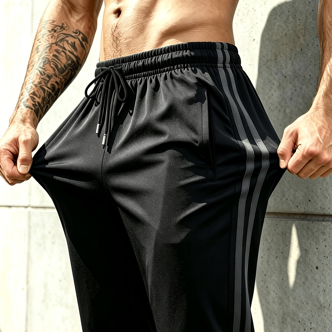 TEMU Men's Summer Jogger Pants; Side Stripe Quick- Trousers, Elastic Waist Stretch Casual Long Pants, Suitable For Daily Work Scenes