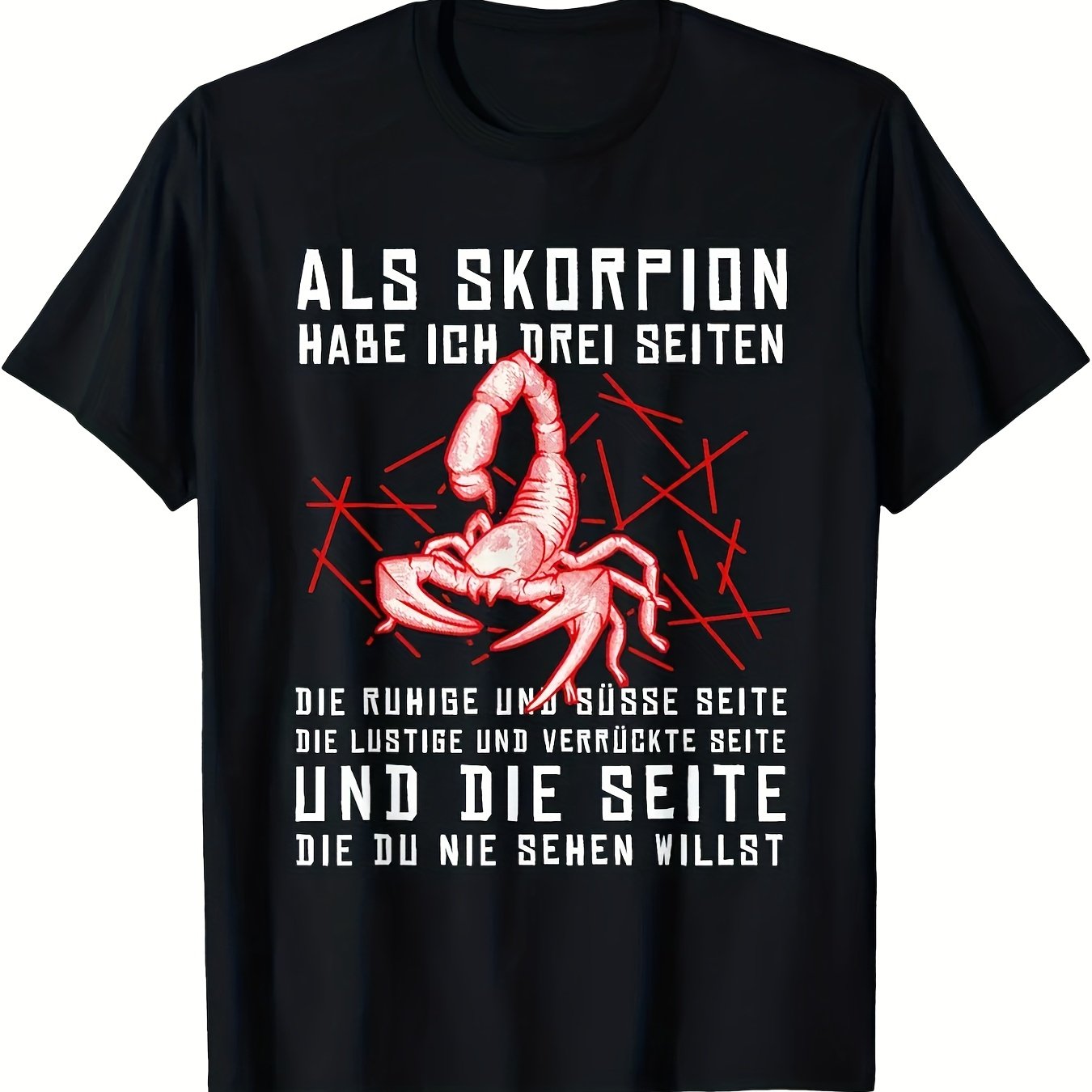 Image of Funny Scorpio Zodiac Birthday T-shirt With German Saying - Humorous Graphic Astrology Design, Casual Round Neck Short Sleeve Tee For Men Women, Fit (scorpio Season Gift) - German