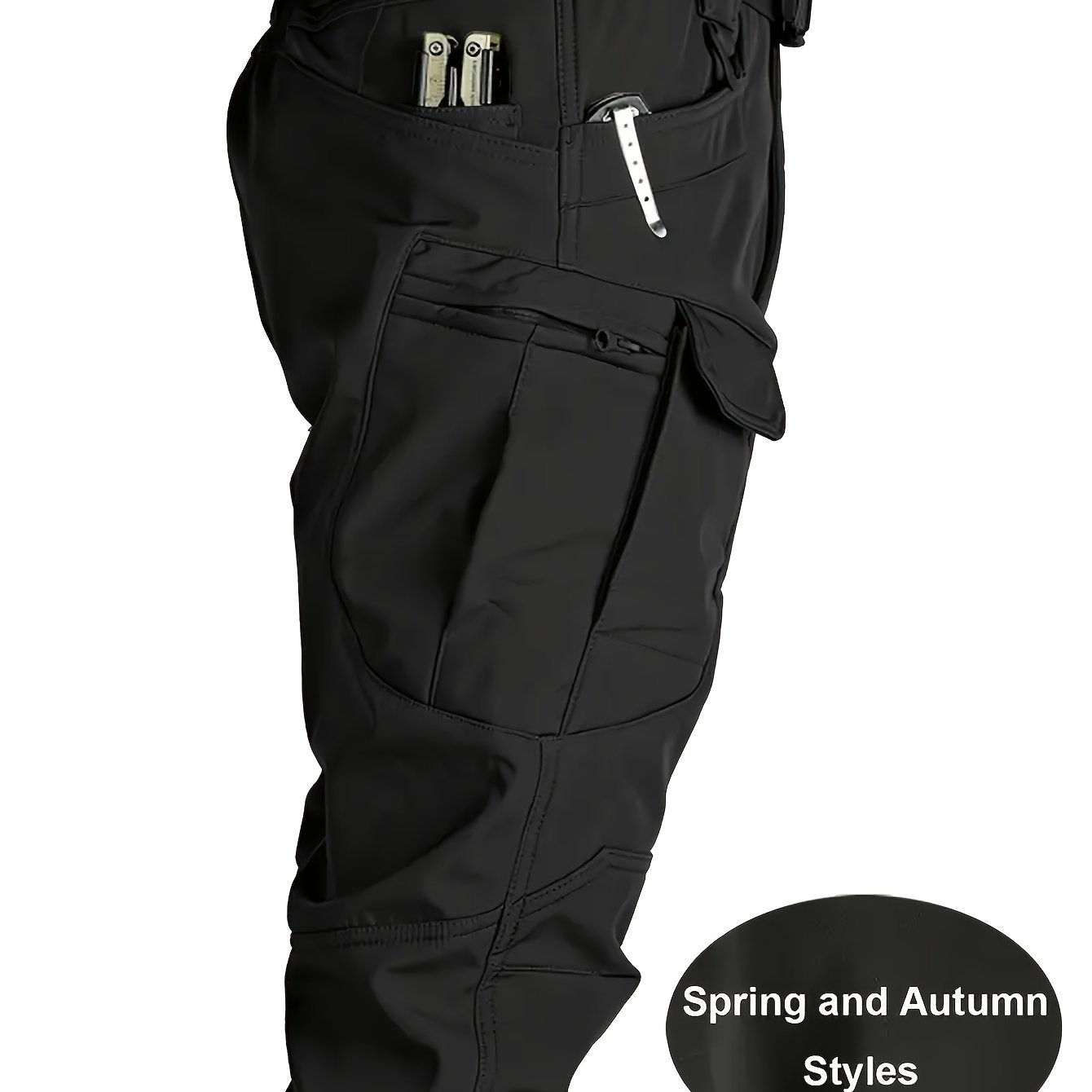 Spring/autumn Style Men's Tactical Cargo Pants, Slightly Stretch Fabric, Soft And Breathable, Multi-pocket, Suitable For Casual , No Belt