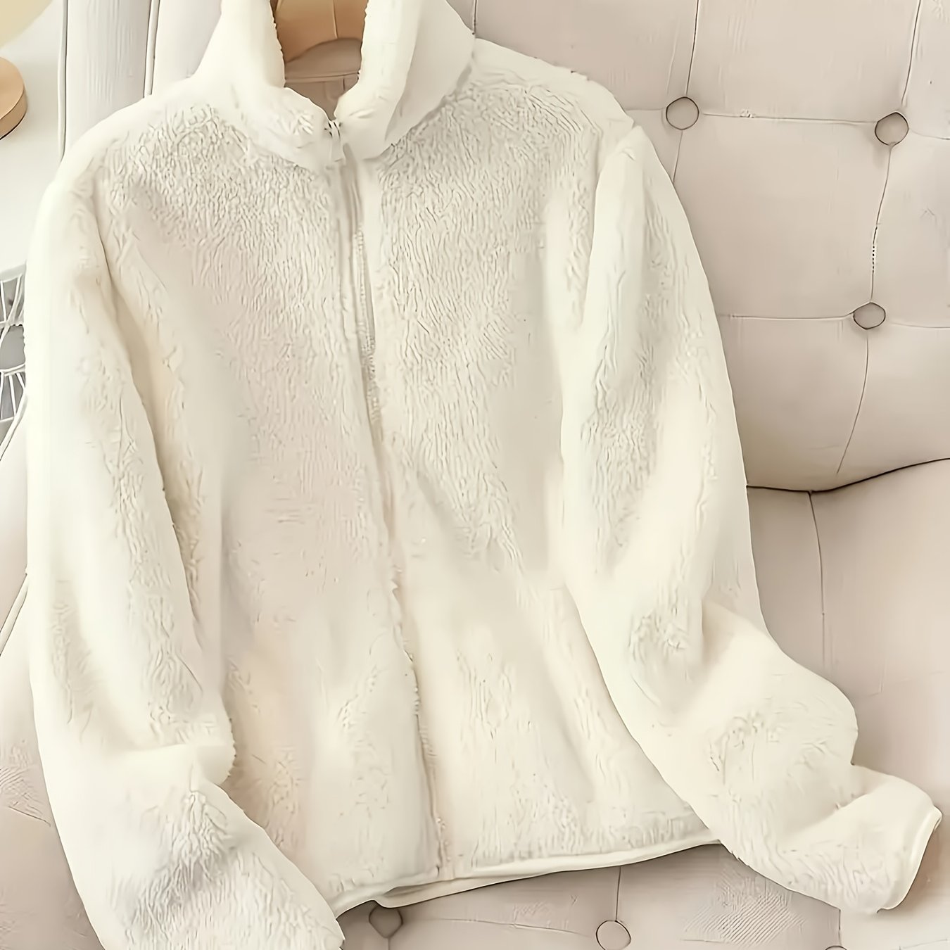TEMU Women's Autumn And Winter Solid Color Zipper Fleece Jacket, Double-sided Fleece Is Warm And Comfortable, Spring, Autumn And Winter Plush Zipper