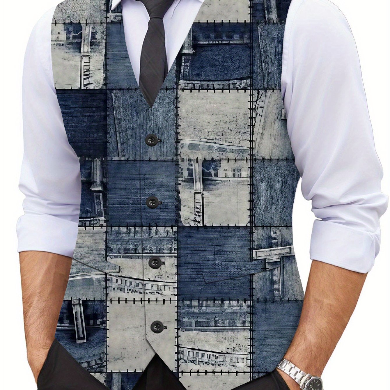 TEMU Dopamine European And Men's V-neck Trendy Printed Standard Size Vest