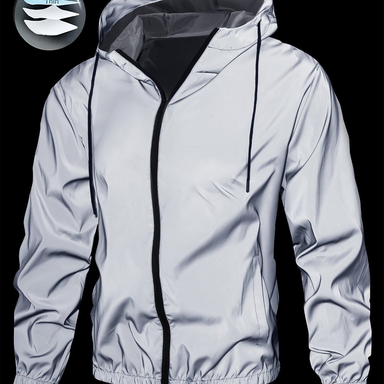 TEMU Men's Casual Trench Jacket, Long Sleeve Hooded Outerwear, Unisex Couple's Jacket, Solid Color Versatile Four-season Style For Spring And Autumn,