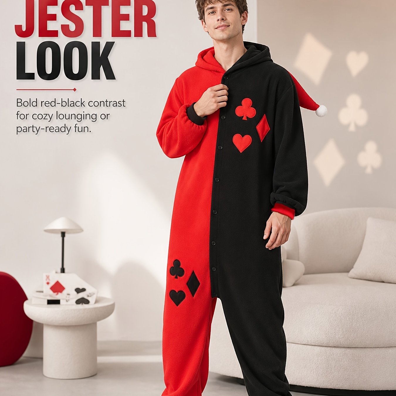 Image of Zipper Adult Unisex Conjoined Animal Hooded Pajamas, And Fun Cartoon Conjoined Pajamas, Suitable For Outdoor Wear, Home Casual Wear