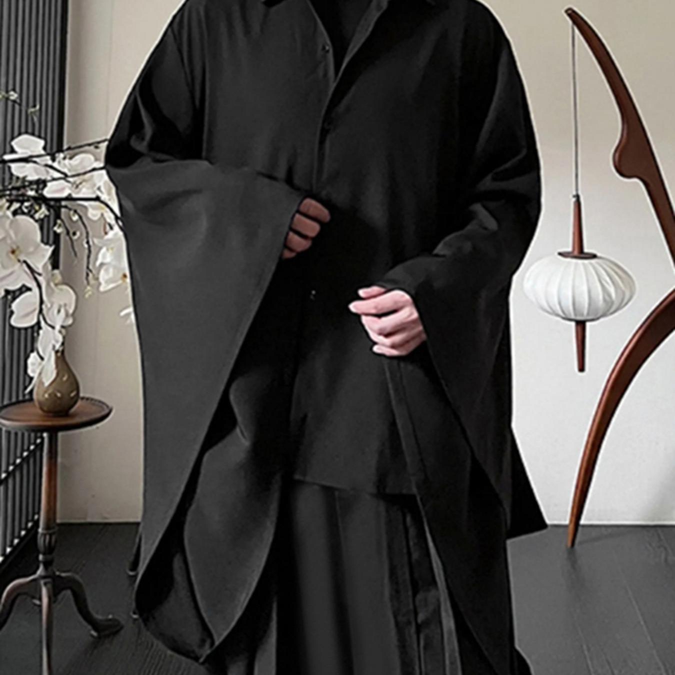 Image of Incerun Men's Traditional East Asian Wide-sleeve Shirt Oversized Flare Sleeve Shirt For Party Festival, Role Play Outfits Men